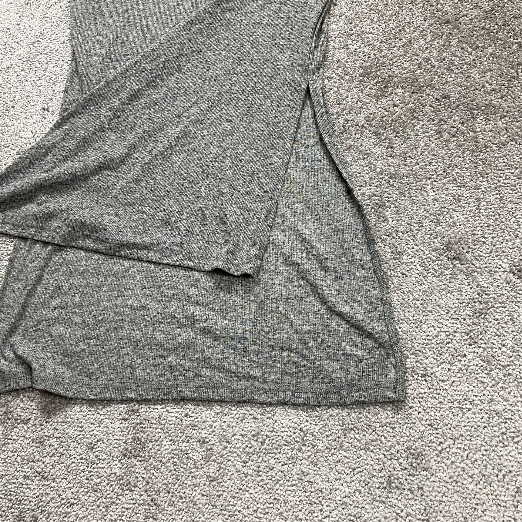 Bell GB Tunic Shirt Womens Junior Large Gray Off Shoulder Bell Sleeve Knit Cotton NWT Slit Stretch Classic Womens Size L / US 10 / IT 46 - 3 Thumbnail
