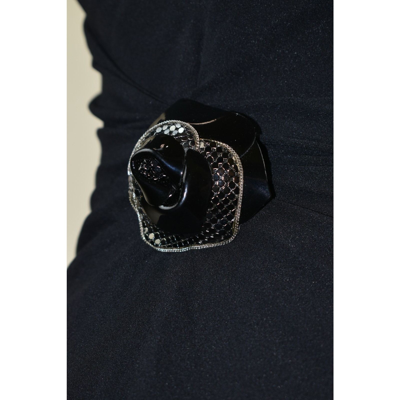 Versace VERSACE BLACK SILK FLOWER BROOCH HALTER BLOUSE 40 ITALY Size S / US 4 / IT 40 - 6 Thumbnail