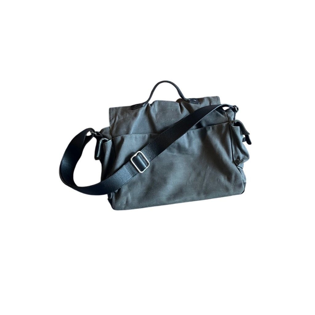 Ernest Alexander Ernest Alexander Messenger Bag Grey Canvas Black Leather Size 28 - 2 Thumbnail