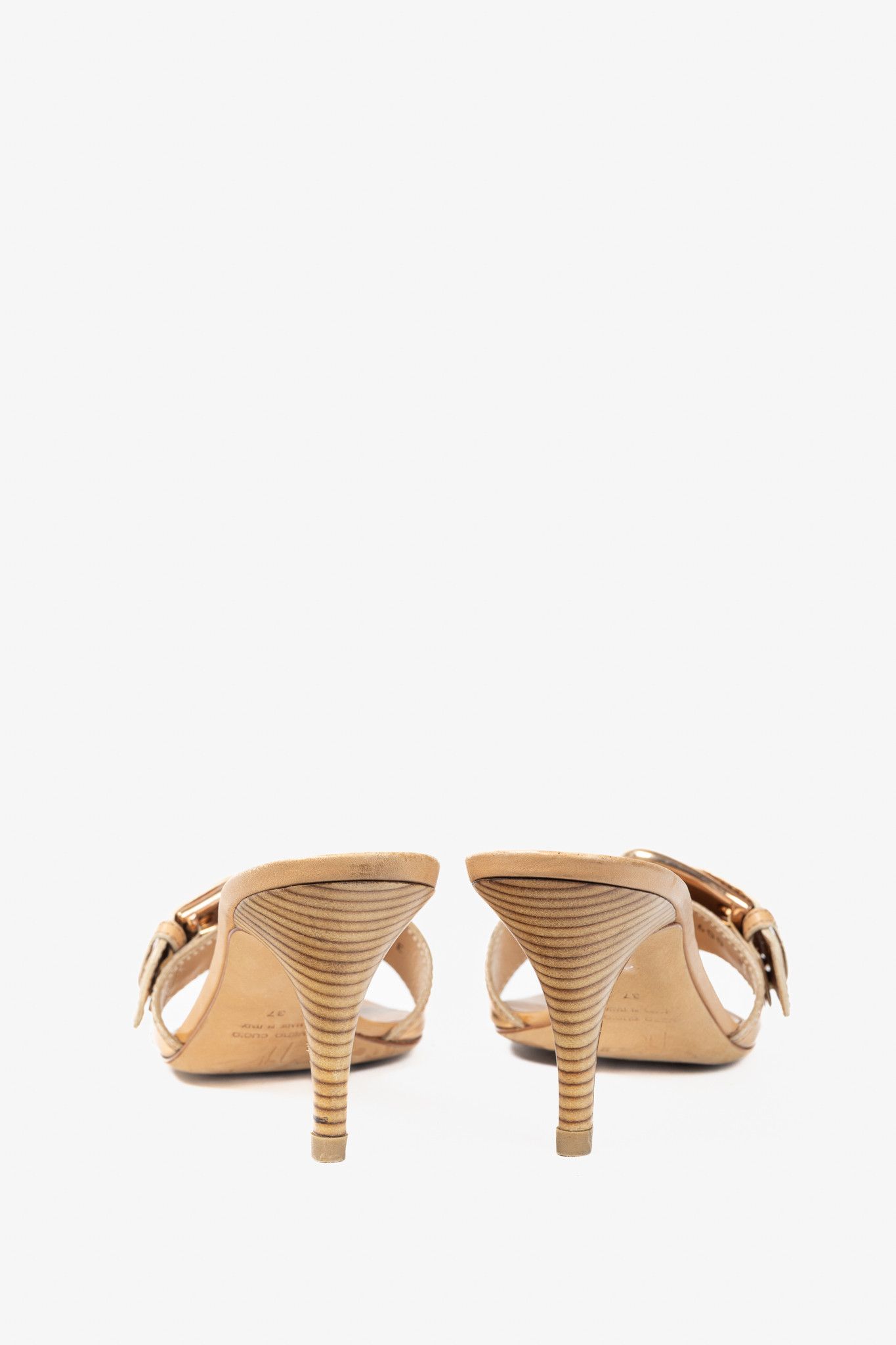 Giuseppe Zanotti Giuseppe Zanotti Camel Leather Buckled Mule Sandals Size US 6.5 / IT 36.5 - 4 Thumbnail