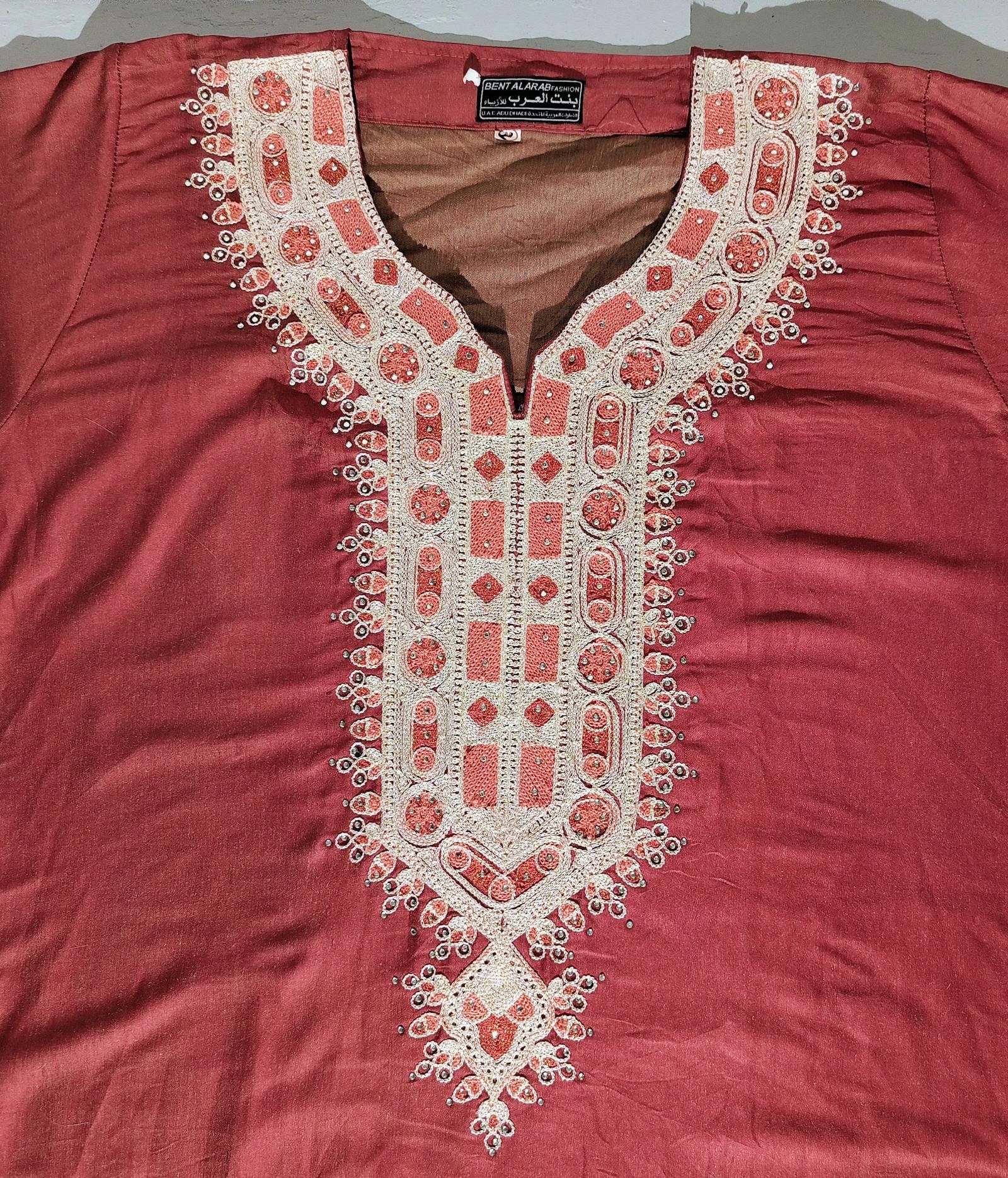 Designer Vintage Style Embroidered Kaftan Cotton Dress Size M Size M / US 6-8 / IT 42-44 - 2 Thumbnail