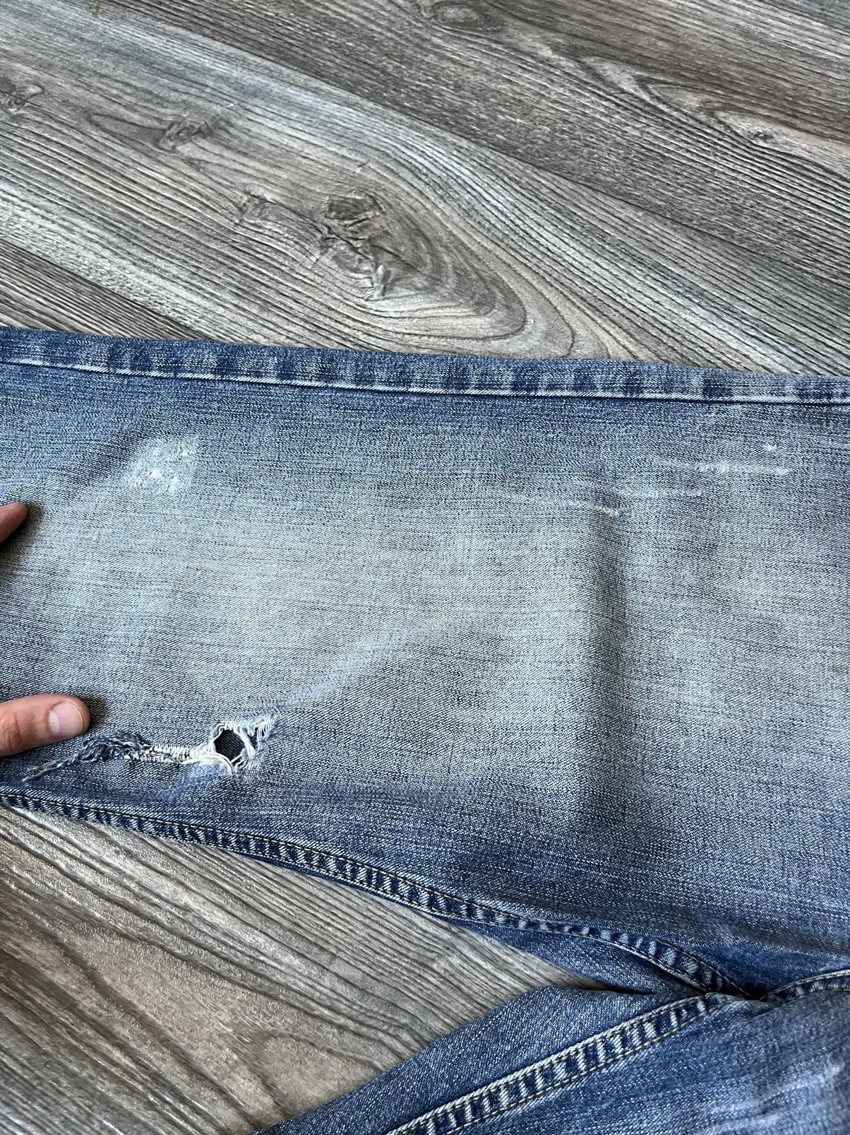 Diesel DIESEL WASHED DISTRESSED FLARED BIG LOGO BLUE Y2K JEANS Size US 31 - 12 Thumbnail
