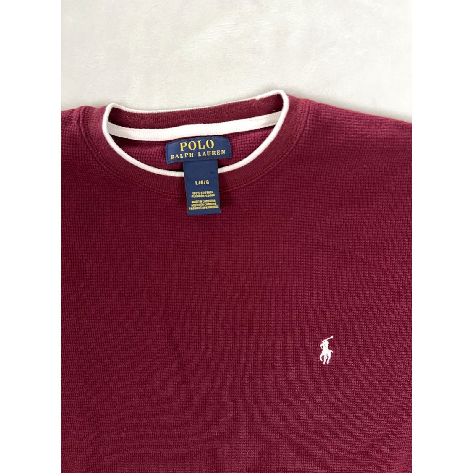 Polo Ralph Lauren Polo Ralph Lauren Thermal Sweater Mens Large Red Crew Neck Waffle Pony Logo Shirt Size US L / EU 52-54 / 3 - 2 Thumbnail