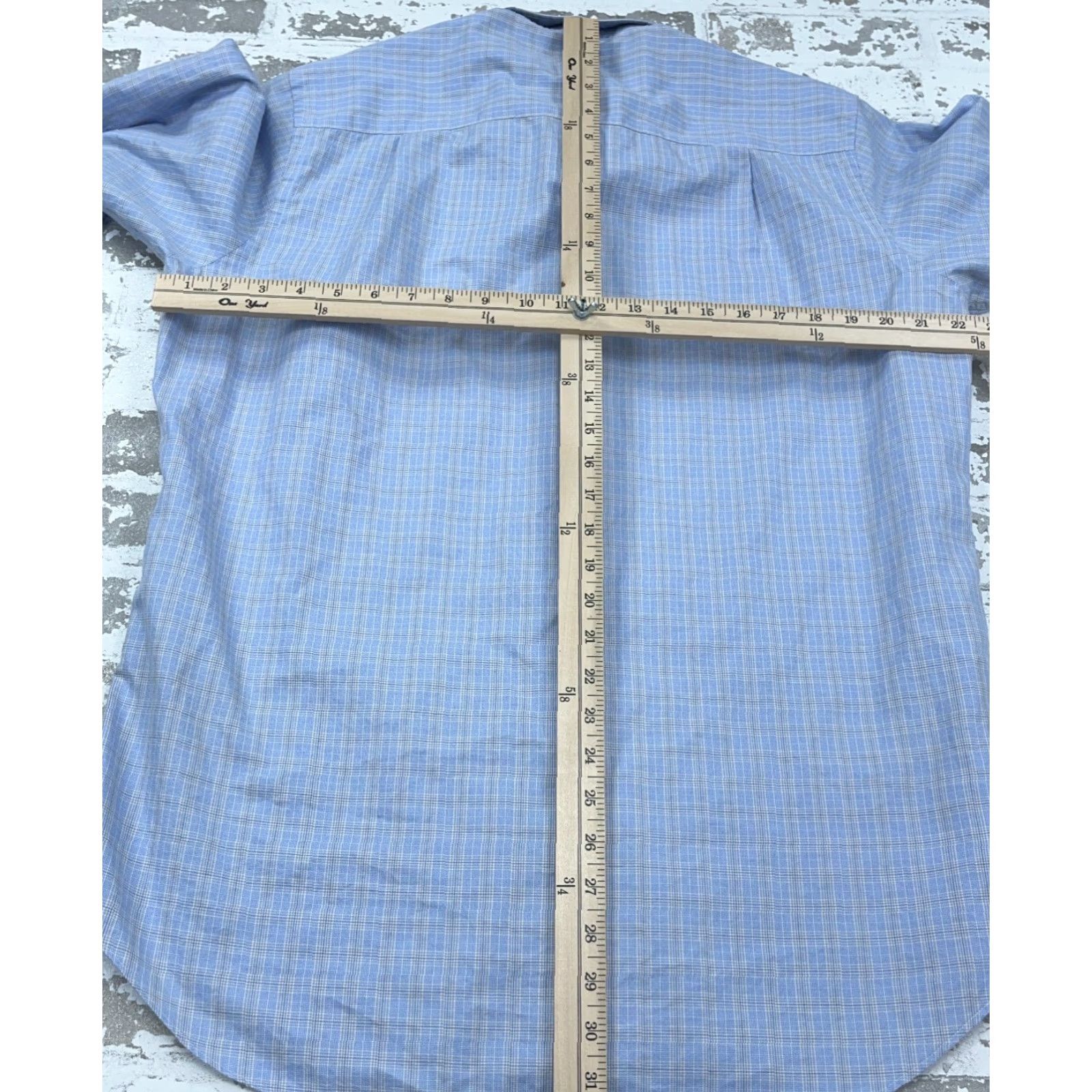 David Donahue David Donahue Shirt Men 16 1/2 36 Blue Plaid Button-Up Slim Casual Adult Size US L / EU 52-54 / 3 - 7 Thumbnail