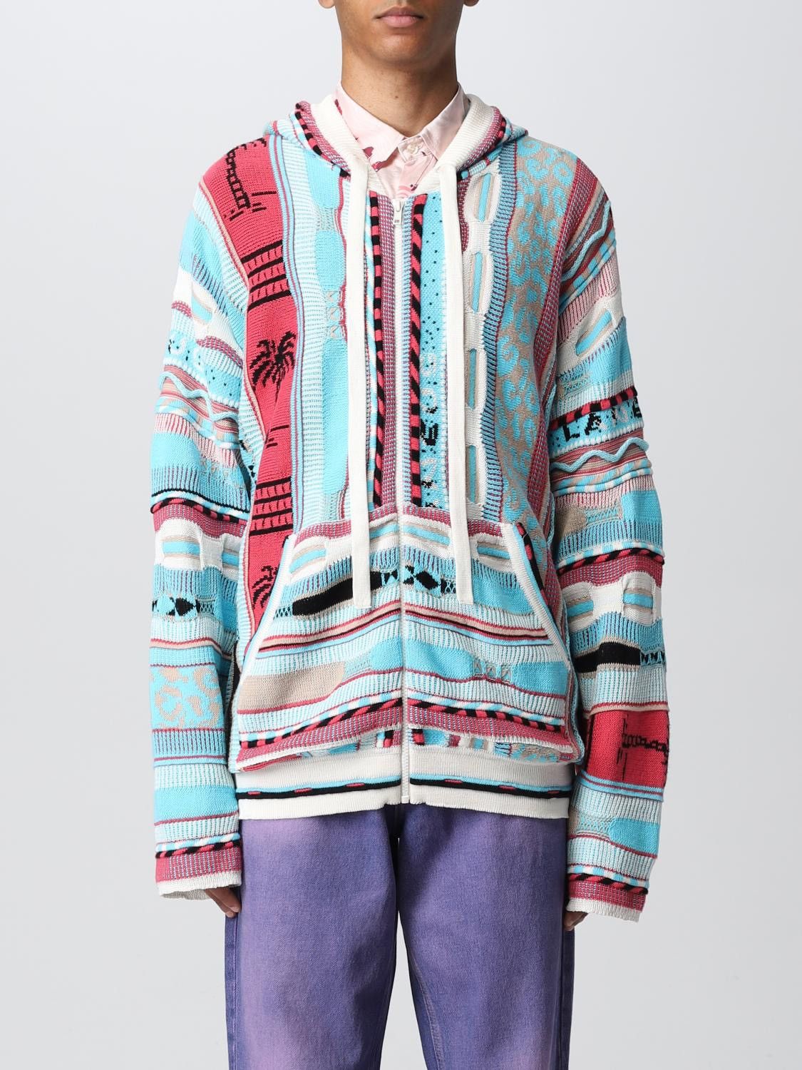 Laneus Laneus Unisex Coloured Cable knit hooded cardigan sweater Size US S / EU 44-46 / 1 - 3 Thumbnail