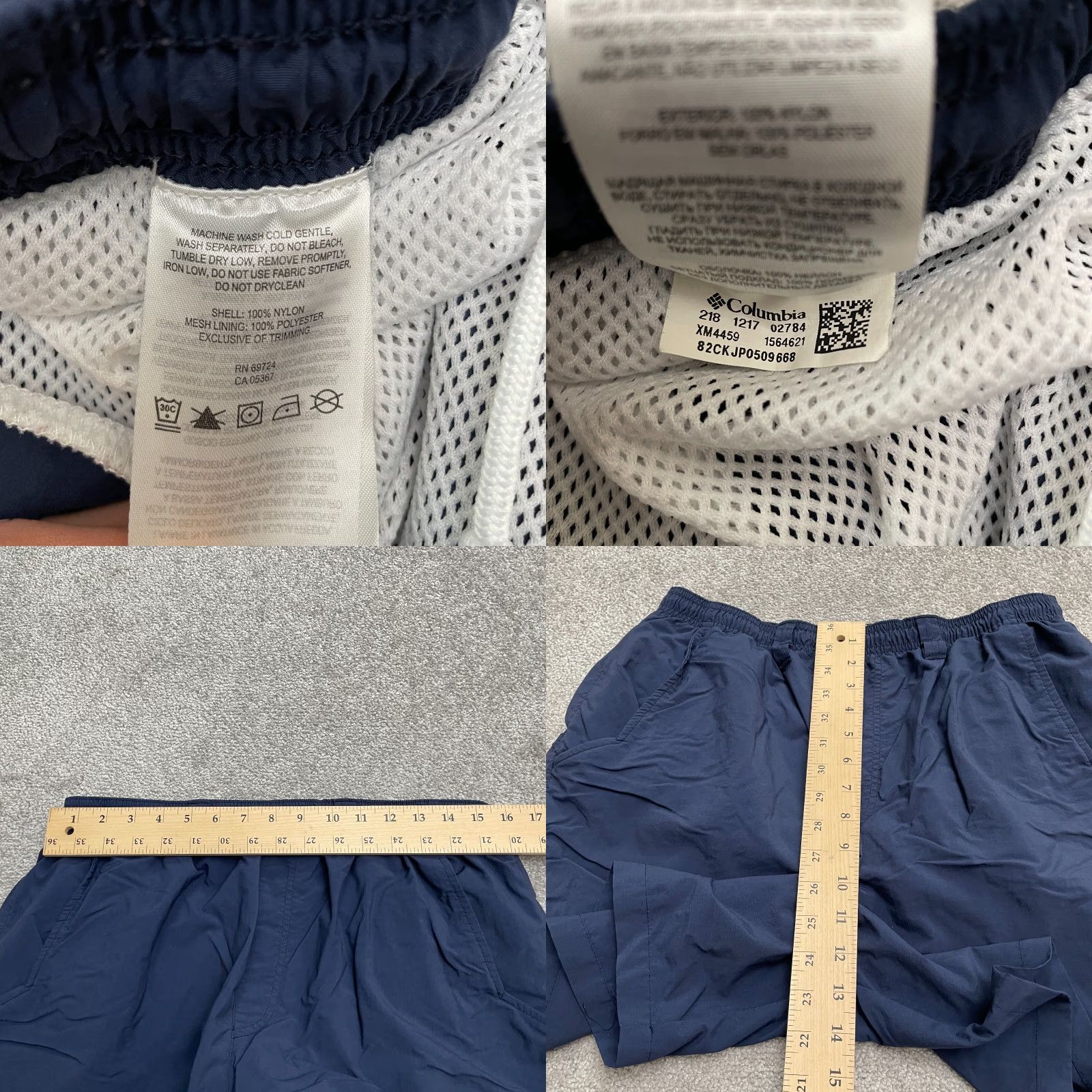 Vintage Columbia PFG Omni Shade Water Shorts Mens Large Blue Elastic Waist Trunks 31x5.5 Navy/Blue Size US 33 - 8 Thumbnail