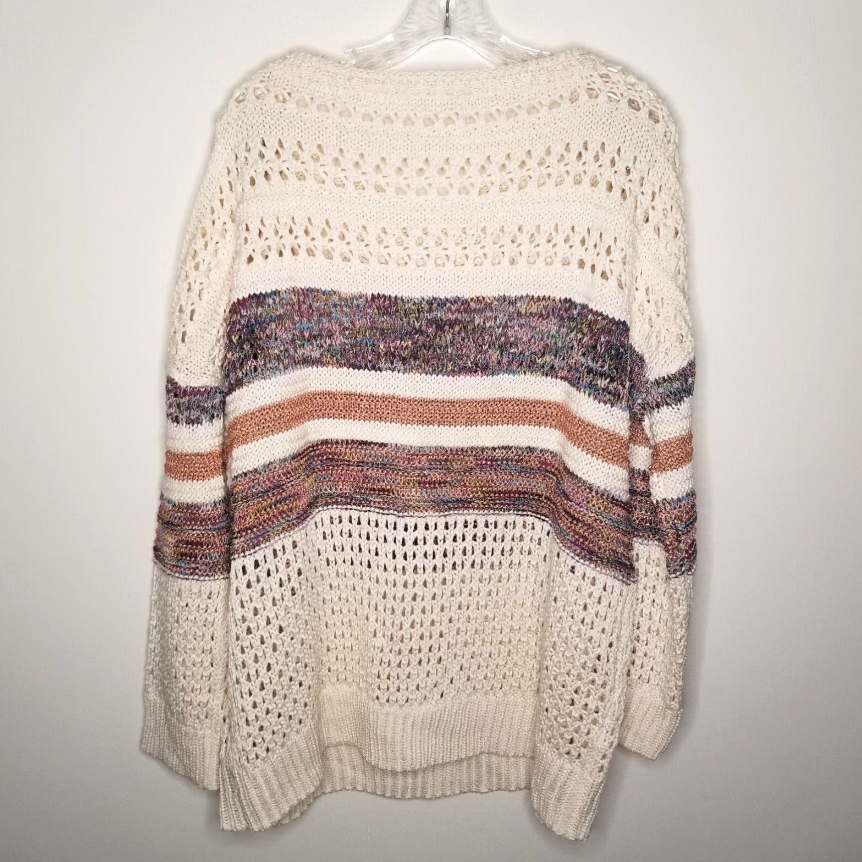Vintage Femme Womens Striped Knitted Long Sleeve Pullover Sweater Beige Large Size L / US 10 / IT 46 - 5 Thumbnail