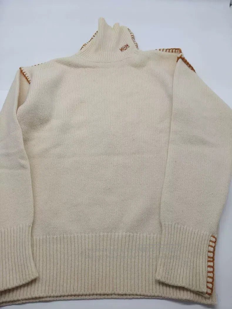 Loewe High Neck Sweater - Beige 100% Wool Classic High N