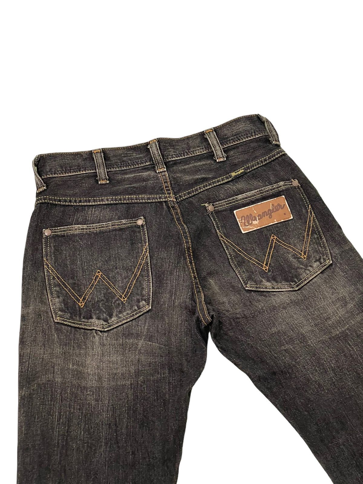 Japanese Brand Flare Jeans Wrangler Faded Distress Boot Cut 7🟦2 Size US 29 - 17 Thumbnail