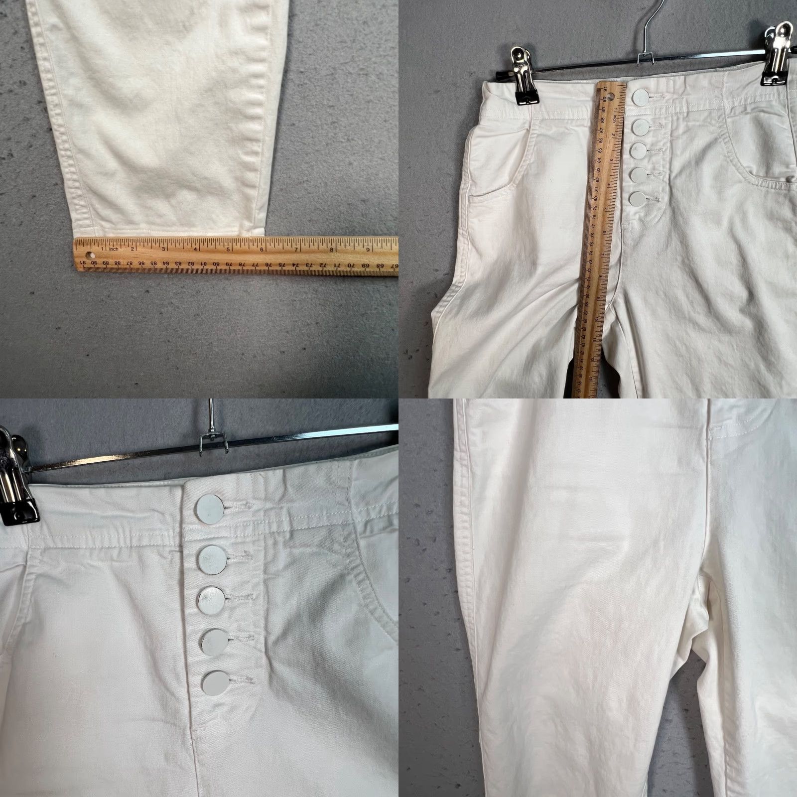 Vintage Babaton White High-Waisted Button-Fly Pants Womens 00 Cotton Blend Size 24" / US 00 / IT 34 - 8 Thumbnail