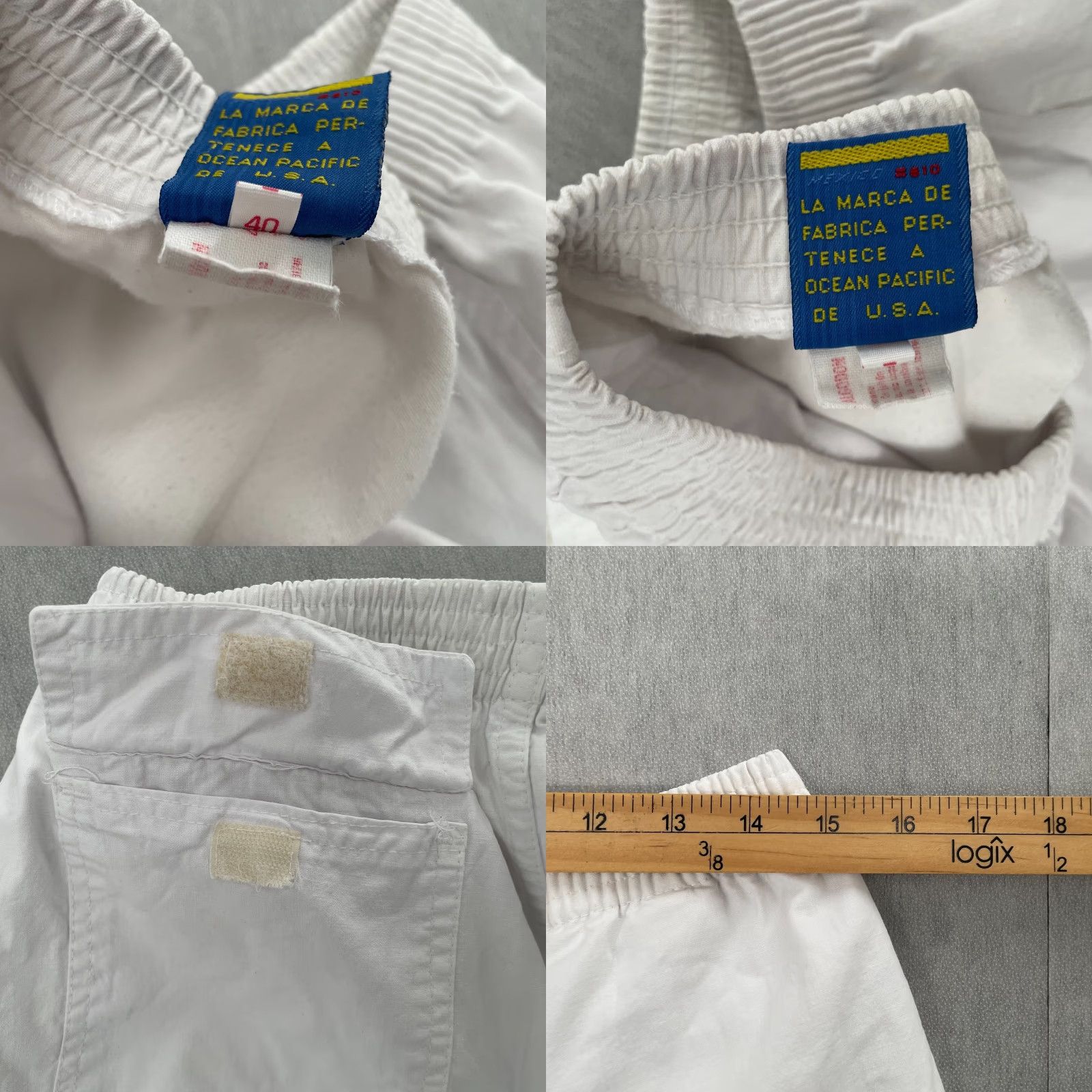 VINTAGE OP Adult Shorts 40 White Cotton Beach Longriders Corner Pocket USA Mens