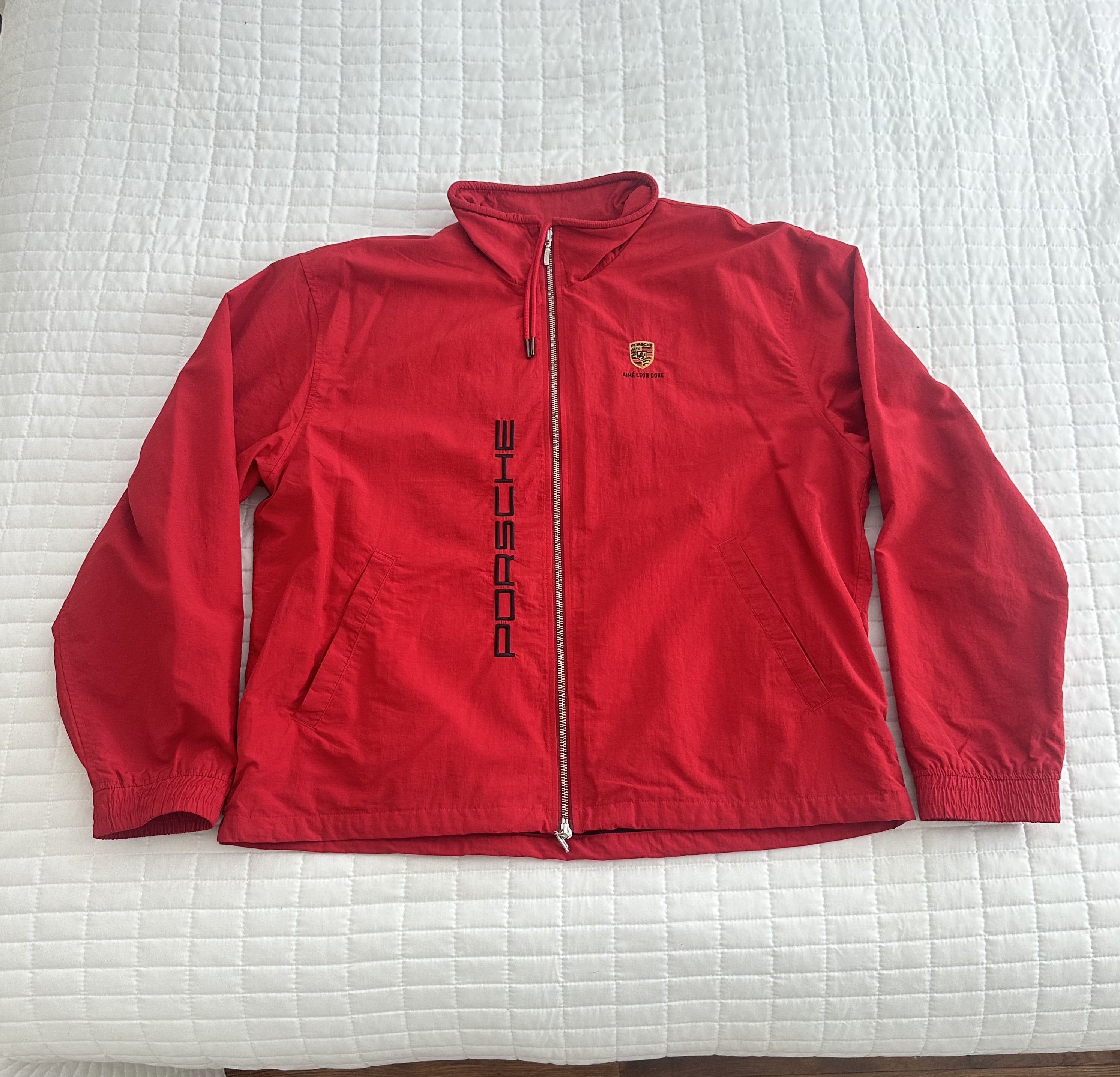 Aime Leon Dore × Porsche Design Aime Leon Dore Porsche Nylon Track Jacket Men’s Tango Red Size US XL / EU 56 / 4 - 1 Thumbnail