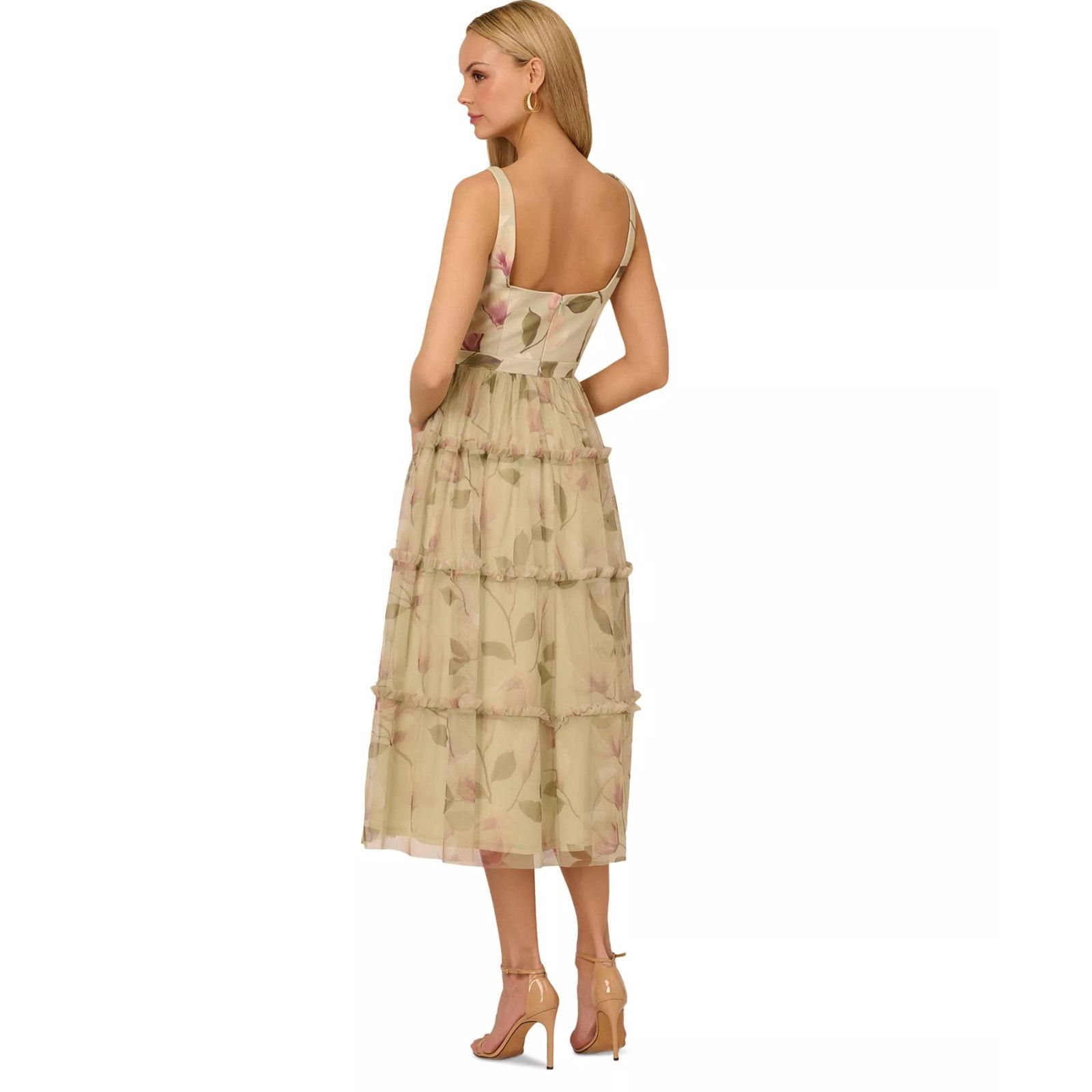 Adrianna Papell Adrianna Papell Printed Tiered Sleeveless Knit &Mesh Sz 8, Size M / US 6-8 / IT 42-44 - 4 Thumbnail