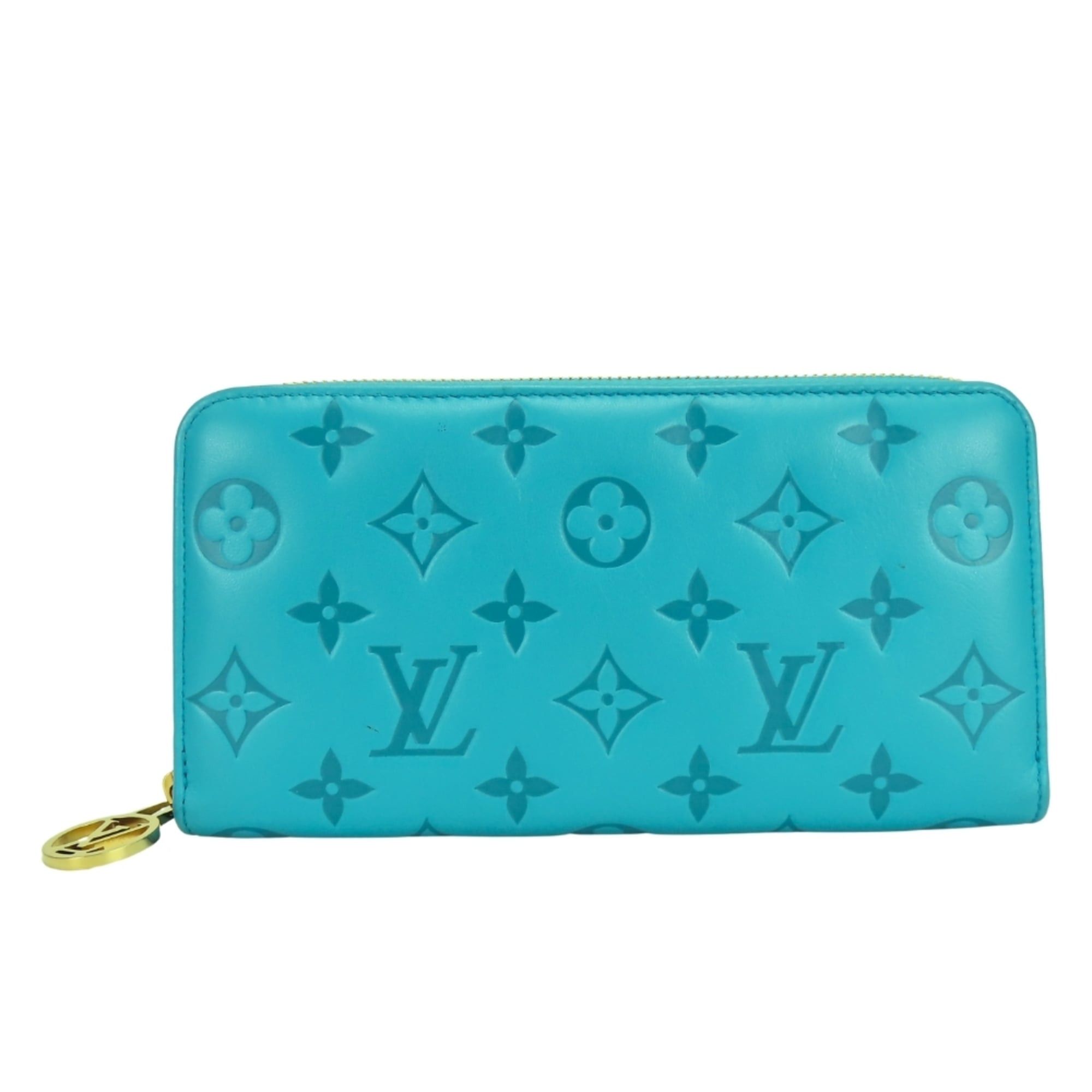 Louis Vuitton Louis Vuitton Zippy Wallet Coussin M81512 Monogram Turquoise Blue Embossed Long for Women LOUIS VUITTON Size ONE SIZE - 1 Thumbnail