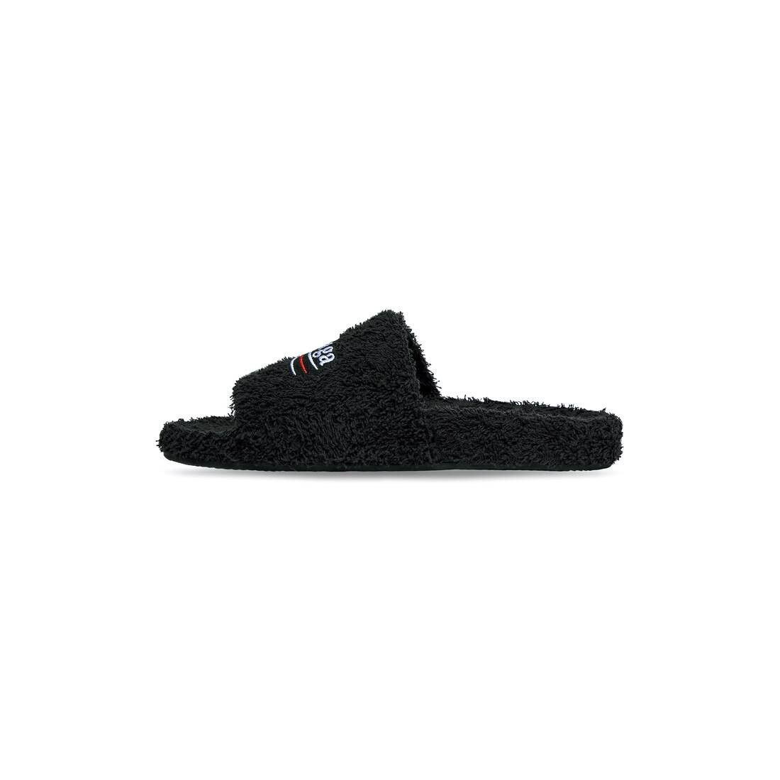 Balenciaga o1mt1gz0924 Furry Slide Sandal In Soft Towel in Black Size US 6 / IT 36 - 7 Thumbnail
