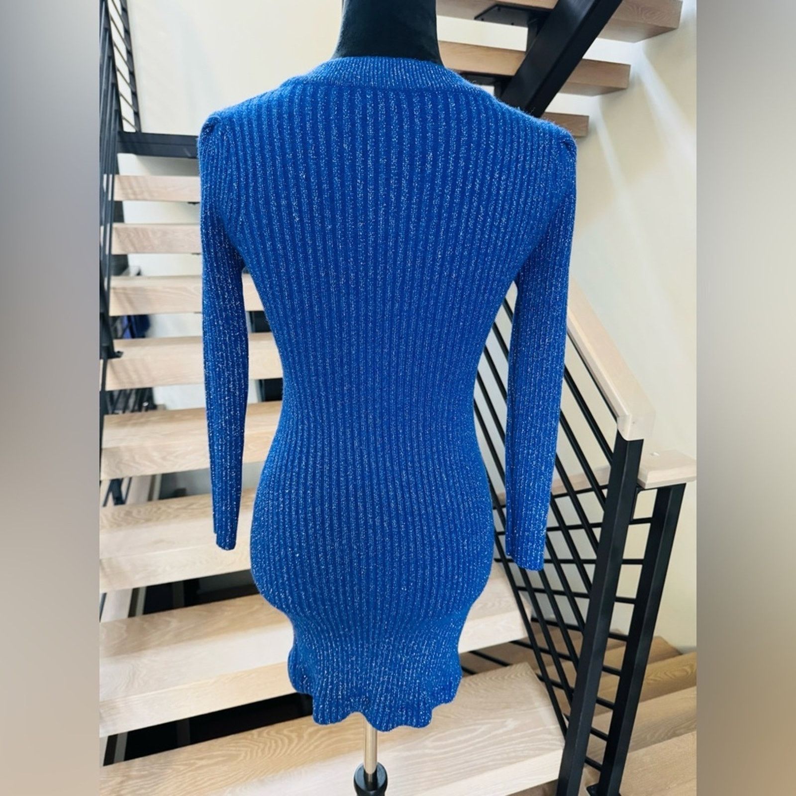 Other Shimmery and Chic Luxury Party Y2K Blue Knit Dress size S Size S / US 4 / IT 40 - 9 Thumbnail