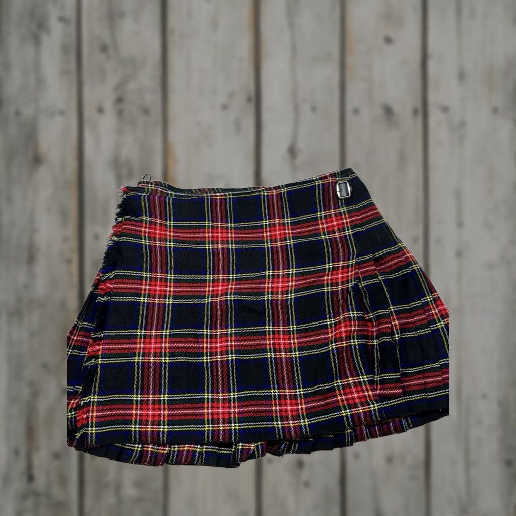 Vintage VINTAGE? Scotish Design Tartan Kilt Plaid Check Pattern Red Black Mens 46 Buckle Strap Size 46 - 1 Thumbnail