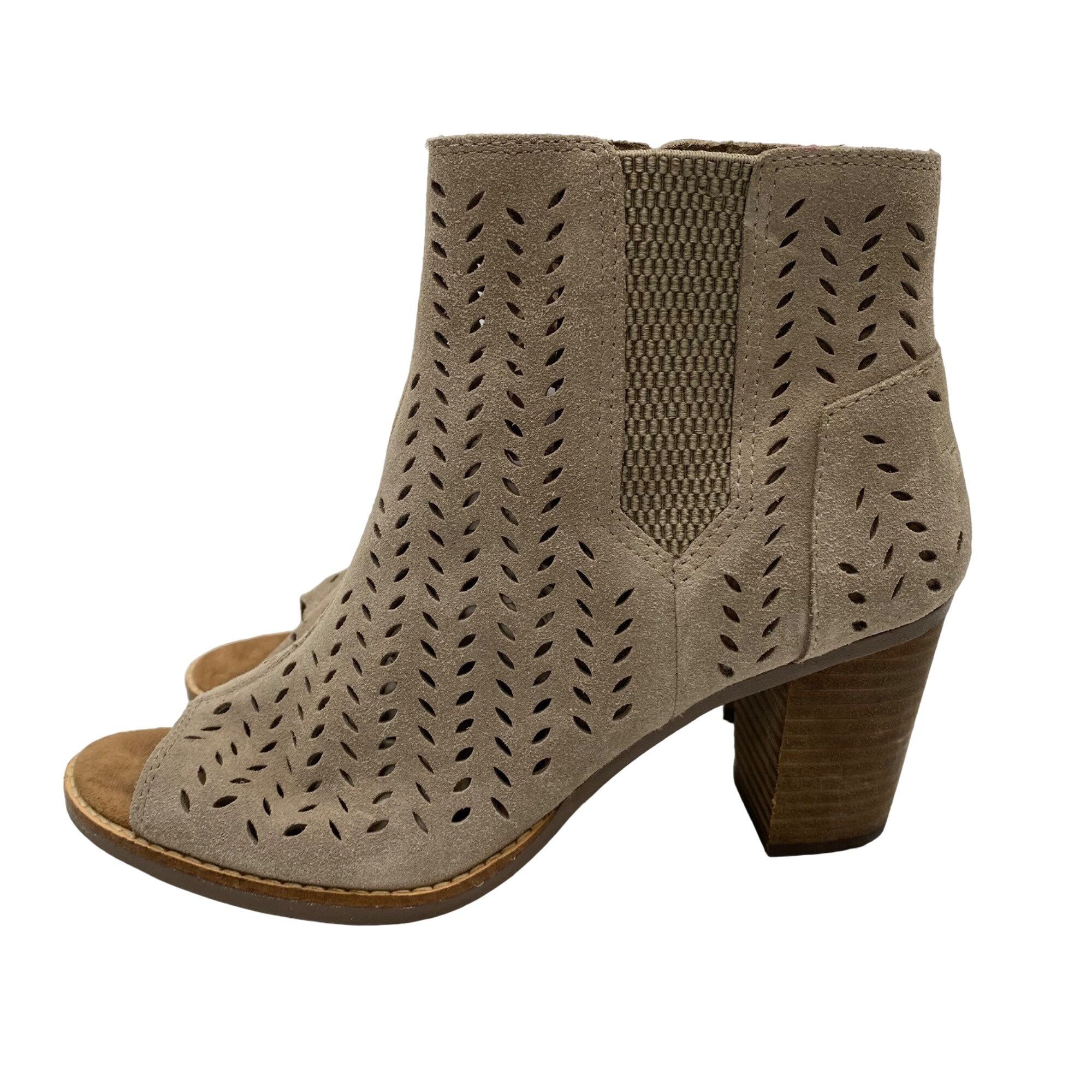 Toms Toms Desert Taupe Suede Majorca Heeled Peep toe ankle Boot W Size US 8 / IT 38 - 2 Thumbnail