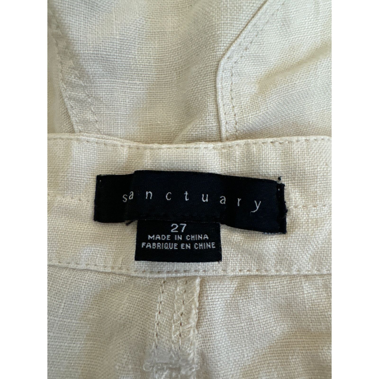 Sanctuary Sanctuary Linen Shorts, Size 27 Beige Roll Hem Slip Pockets Size 27" / US 4 / IT 40 - 6 Thumbnail
