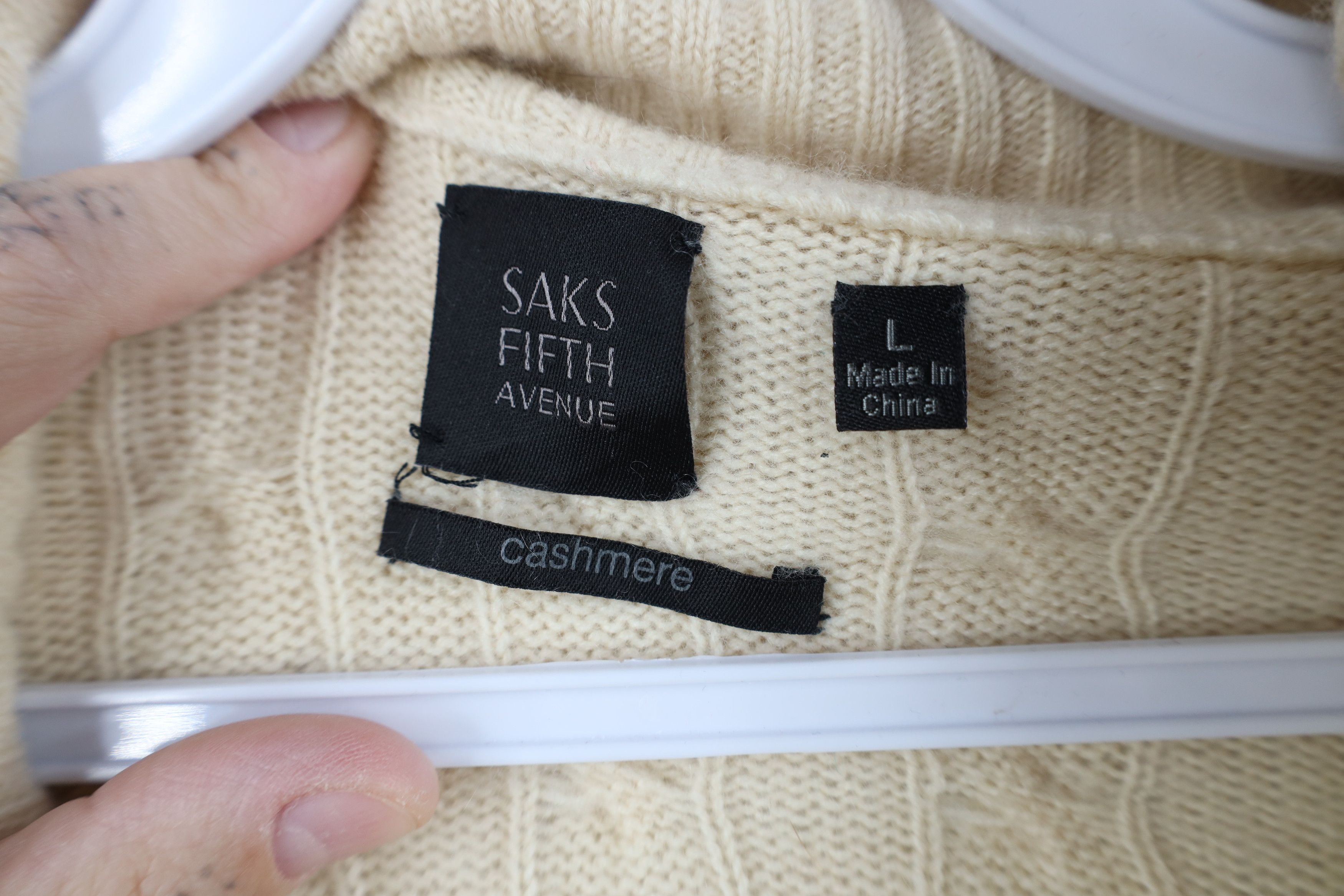 Vintage Vintage Y2K Saks Fifth Avenue Cashmere Cable Zip Sweater Size L / US 10 / IT 46 - 6 Thumbnail