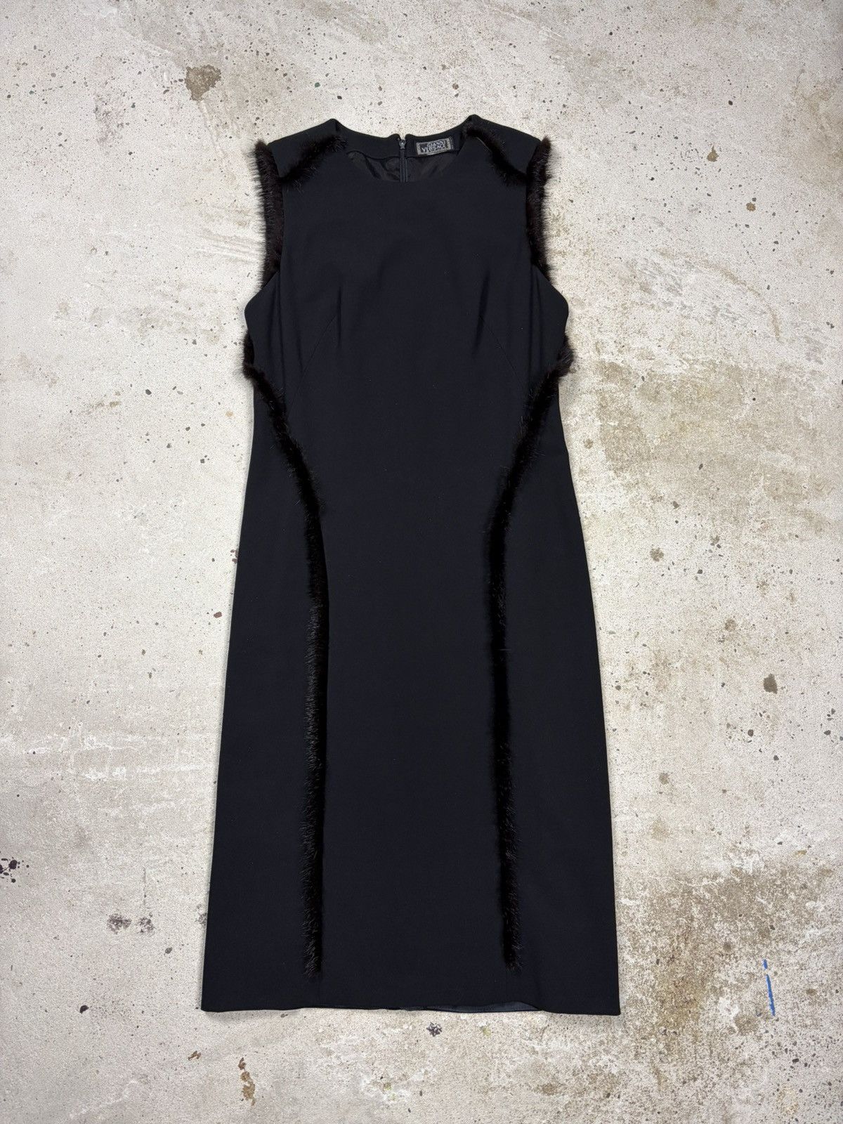 Versace F/W 1999 Gianni Versace by Donatella Mink Fur Pencil Dress Size S / US 4 / IT 40 - 1 Thumbnail