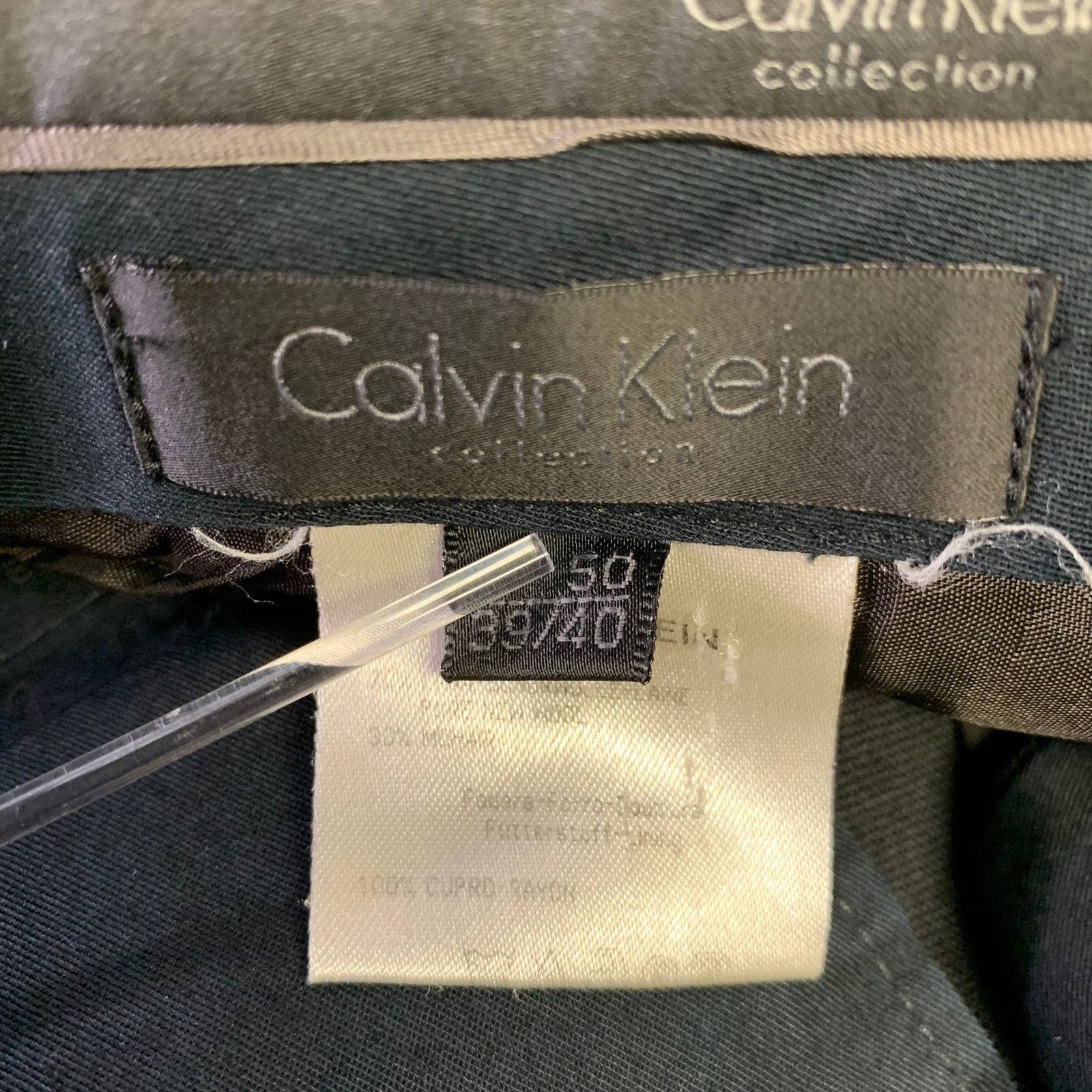 Calvin Klein Size 33 Black Wool Mohair Dress Pants Size US 33 - 4 Thumbnail