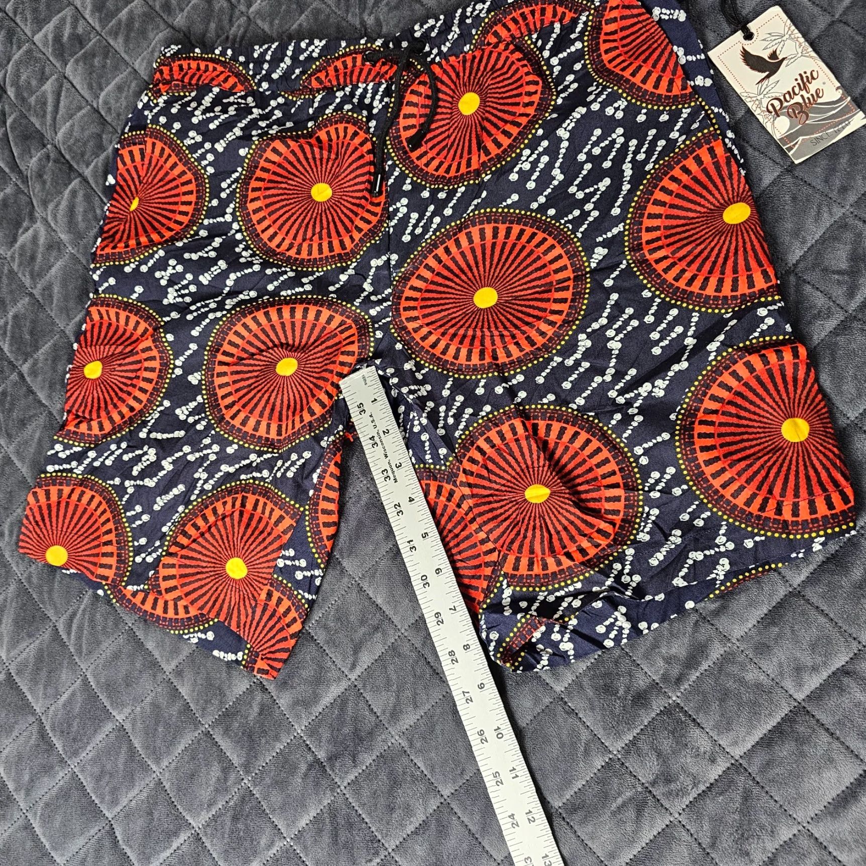 Vintage Pacific Blue Men's Bermuda Shorts Swimwear S Blue Shorts Drawstring Waist 30in Blue NWT Size US 29 - 5 Thumbnail