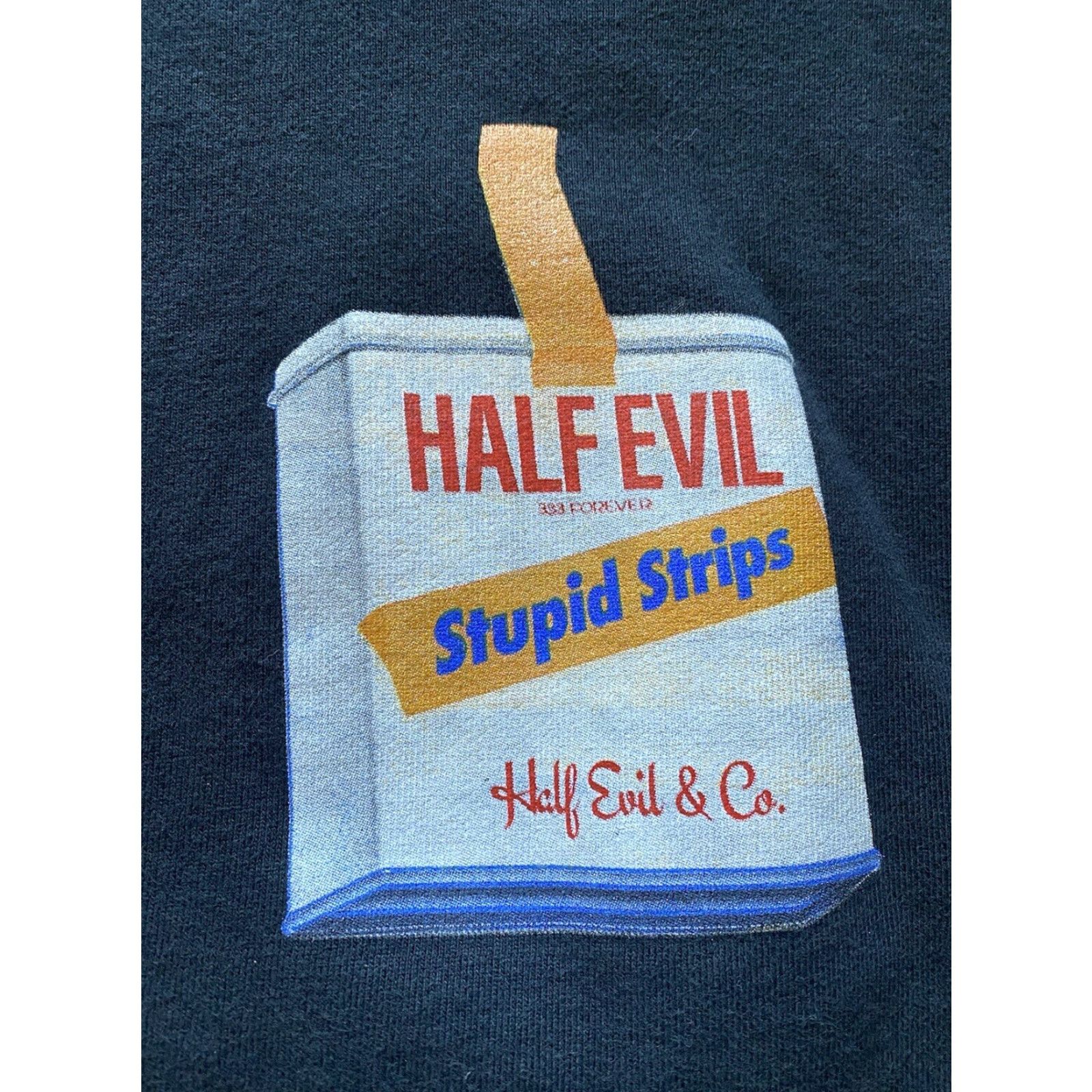 Half Evil VINTAGE 333 Half Evil SMALL Stupid Strips Black Graphic Hoodie Sweatshirt Mens Small Black Stupid Strips Bandages Pullover Size US S / EU 44-46 / 1 - 2 Thumbnail