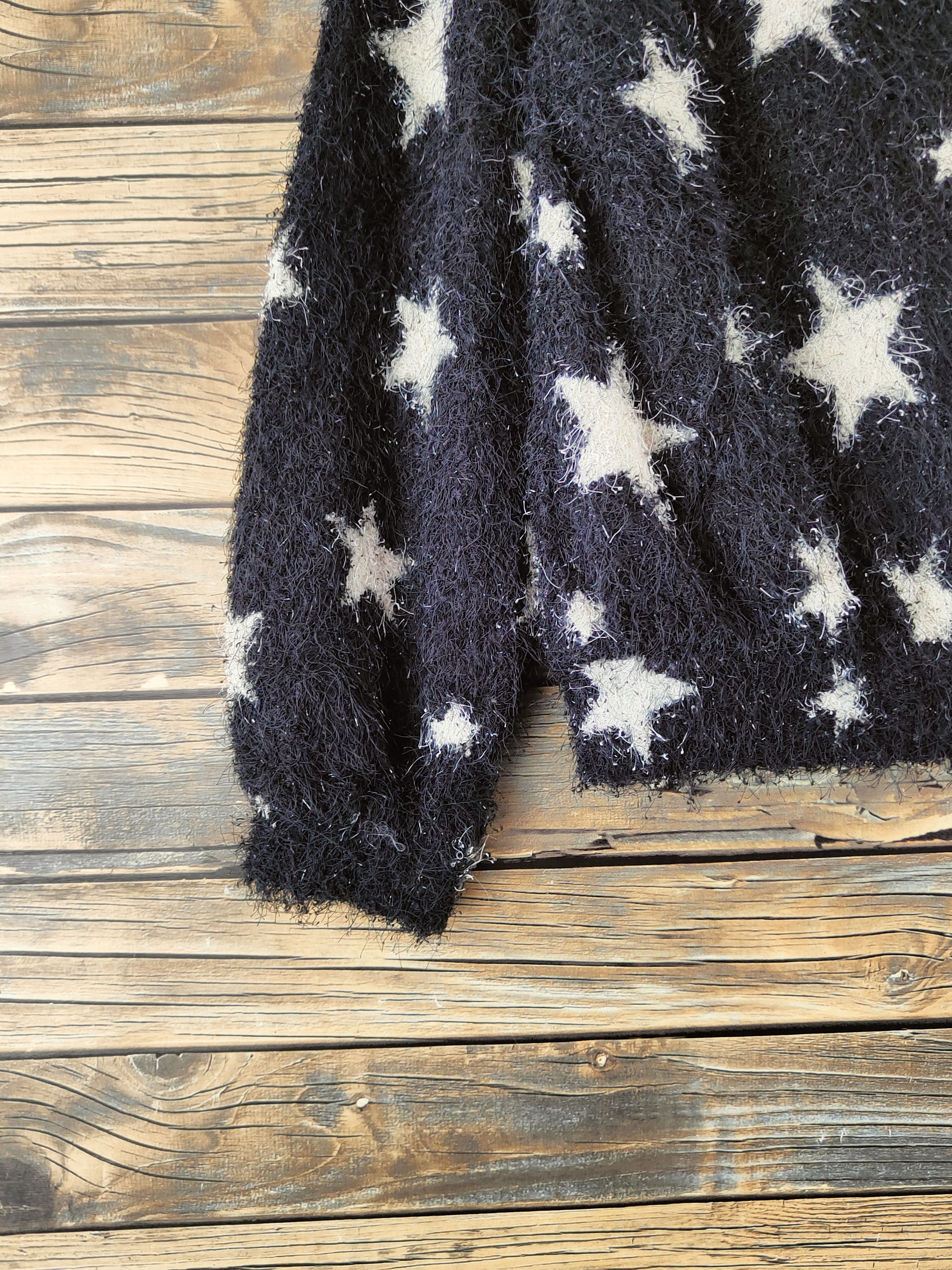 Japanese Brand DL Nice Claup star White Fur shaggy Mohair Knitwear #46-922 Size S / US 4 / IT 40 - 4 Thumbnail