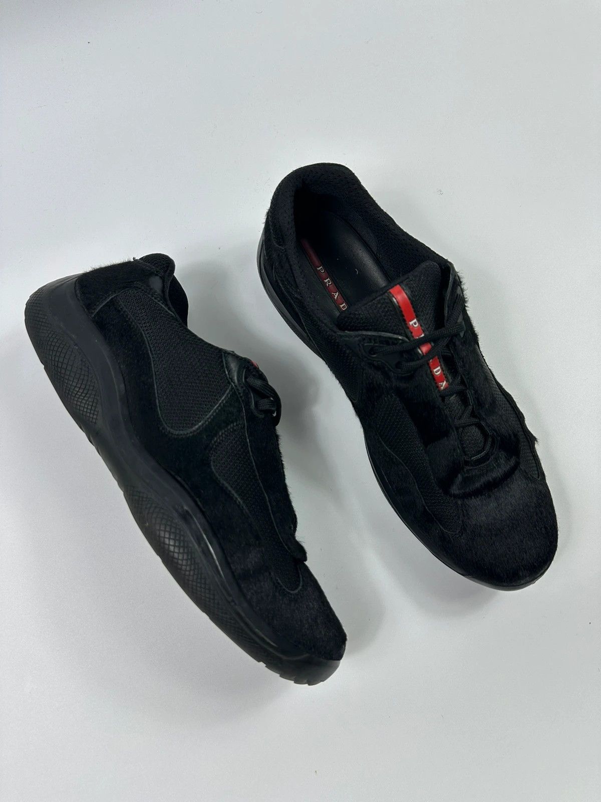 Prada Prada Sport 00’s Black Fur Americas Cup Sneakers Size US 10.5 / EU 43-44 - 2 Thumbnail