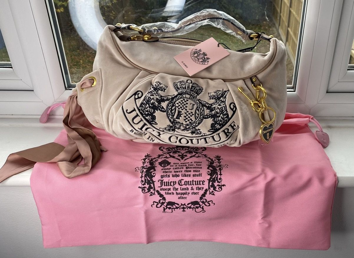 Juicy Couture Juicy Couture Dark Sand Crest Velour Hobo Bag | Grailed