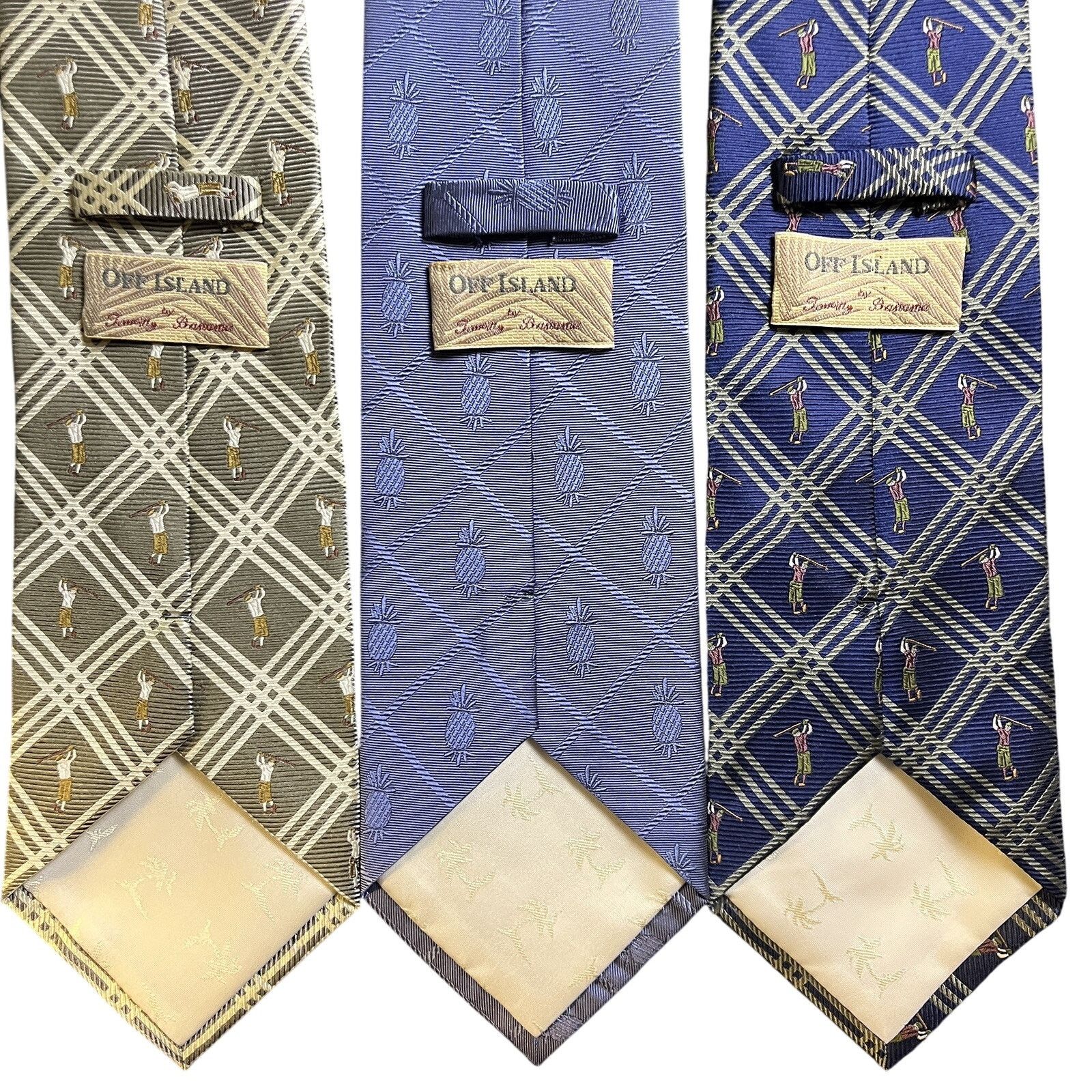 Tommy Bahama Tommy Bahama Silk Tie Lot 3 Golf Print Pineapple Periwinkle Size ONE SIZE - 2 Thumbnail