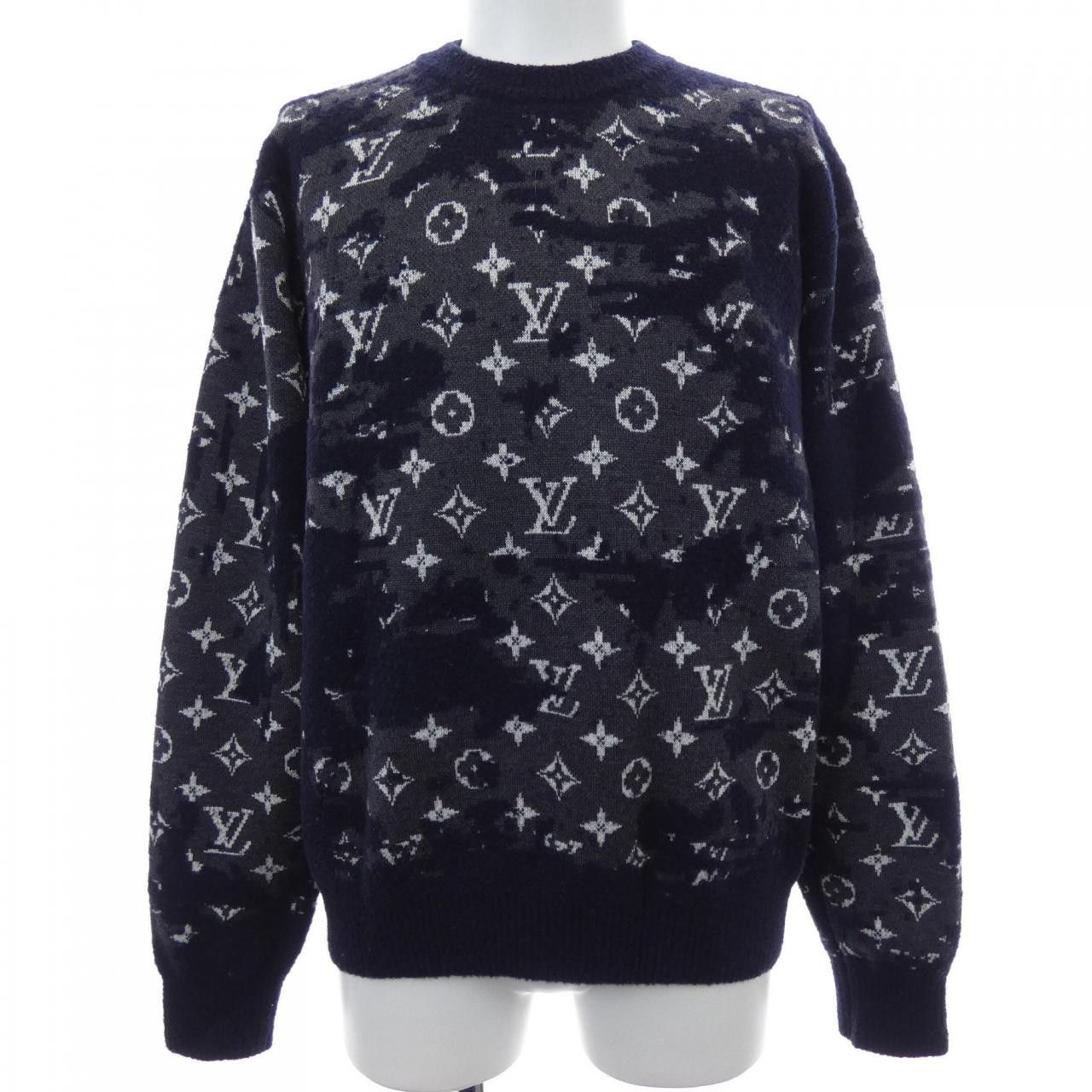 Louis Vuitton Louis Vuitton Louis Vuitton Distressed Monogram Knit Textile Tops HKN03WZMB DUTY FREE for USA Size ONE SIZE - 1 Thumbnail