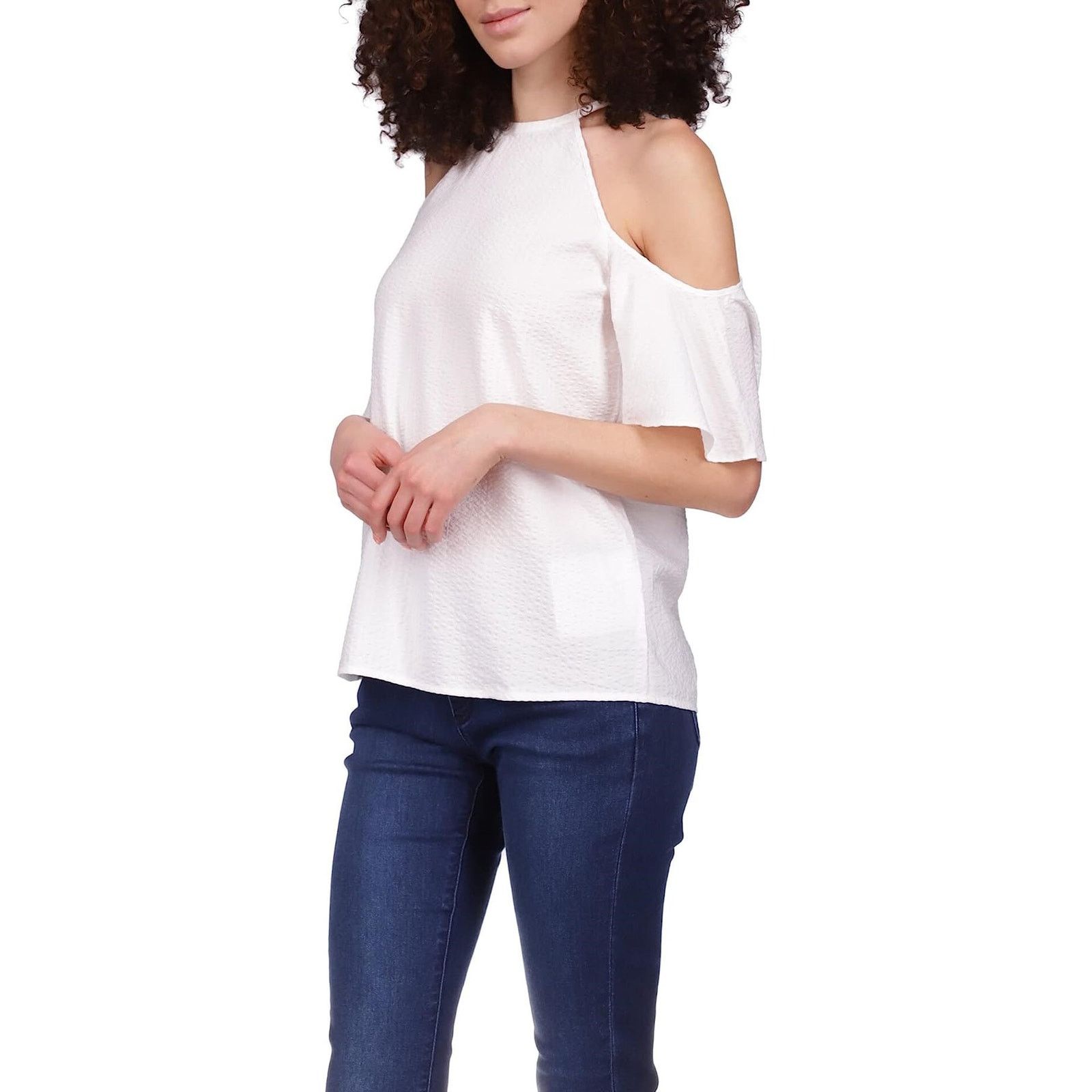 Michael Kors Michael Kors Women White Viscose Cold-Shoulder Top Size L Size L / US 10 / IT 46 - 1 Thumbnail