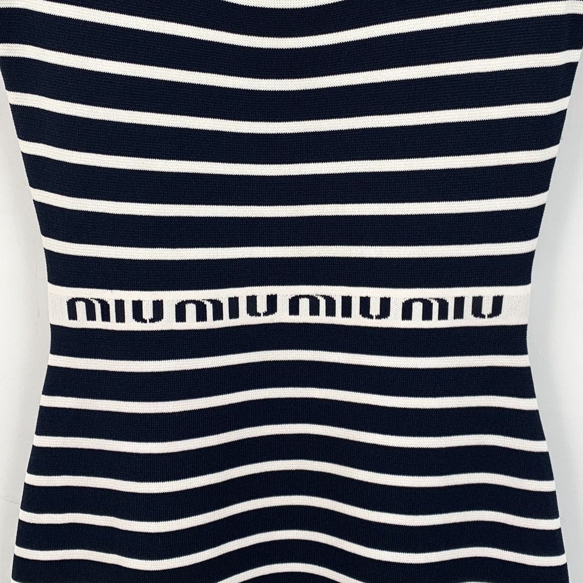 Miu Miu Miu Miu Colorblocked Striped Monogrammed Appliqué Knit Dress Size XS / US 0-2 / IT 36-38 - 4 Thumbnail