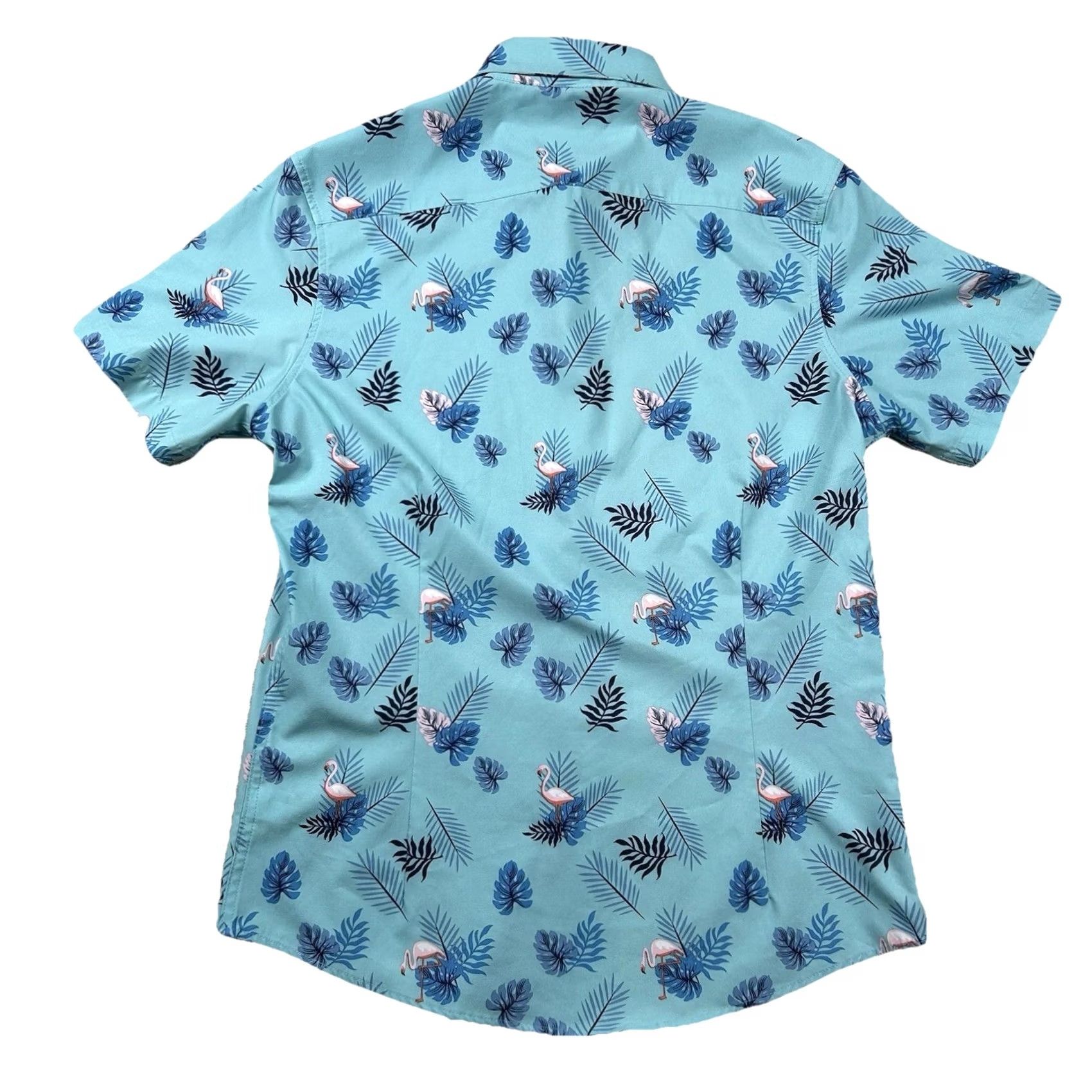 Mizzen+Main Mizzen+Main Shirt Mens Small Aloha Tropical Flamingo Leeward Button-Up Blue All Over Print Size US S / EU 44-46 / 1 - 2 Thumbnail