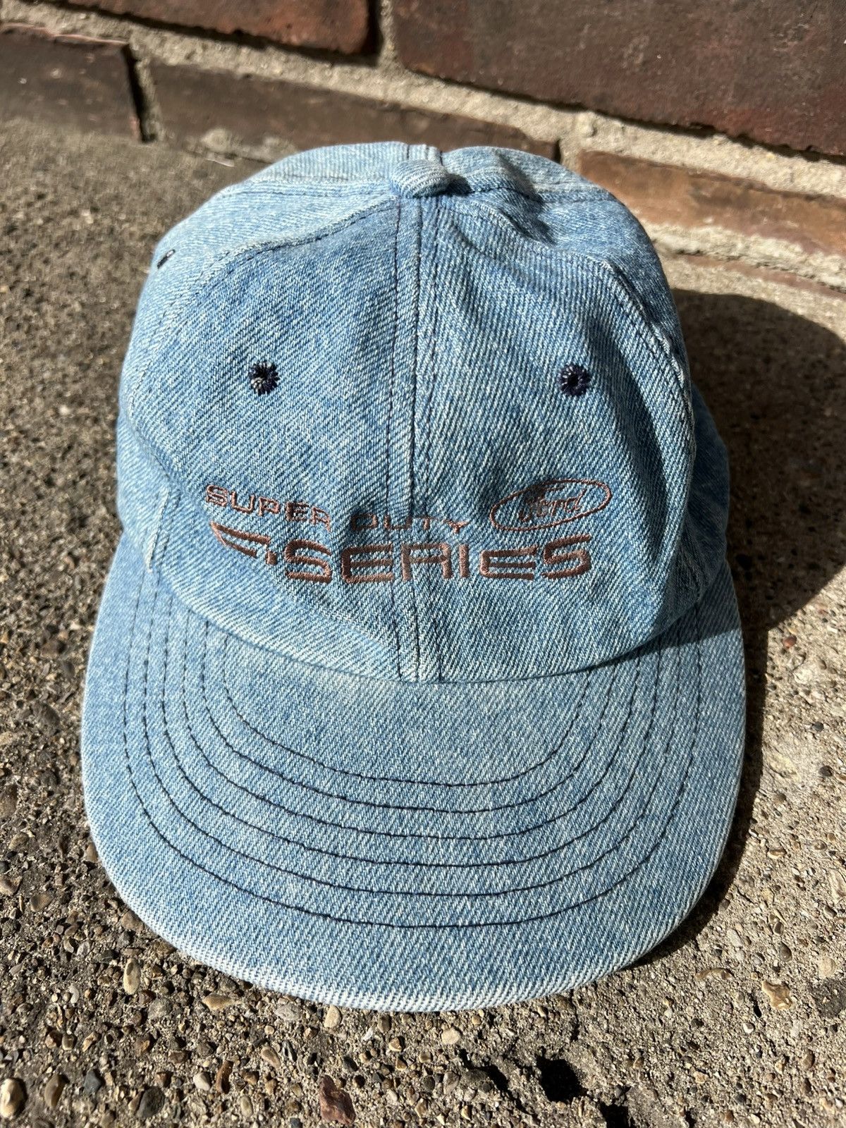 Ford × Vintage Vintage Denim Ford Super Duty F - Series Truck 6 Panel Hat Size ONE SIZE - 1 Thumbnail