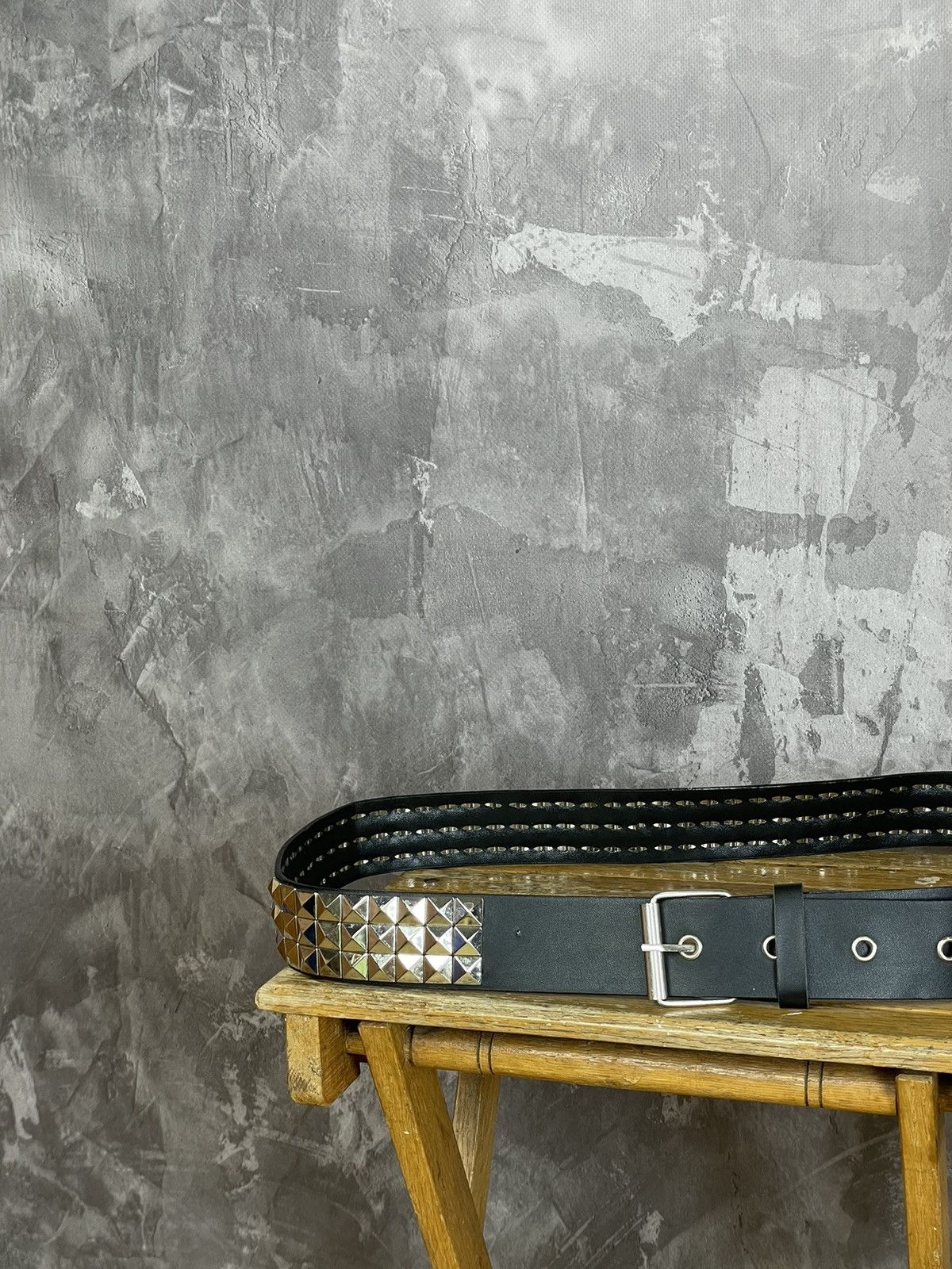 Japanese Brand × Vintage Y2k Vintage Pyramid Studded Belt (Cowboy Metal Logo ) Size ONE SIZE - 2 Thumbnail