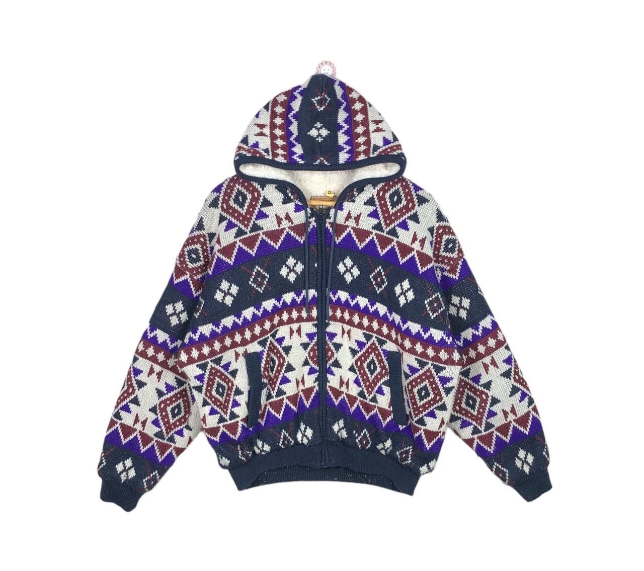 Vintage Native Navajo Aztec Wool Jacket Hooded Winter
