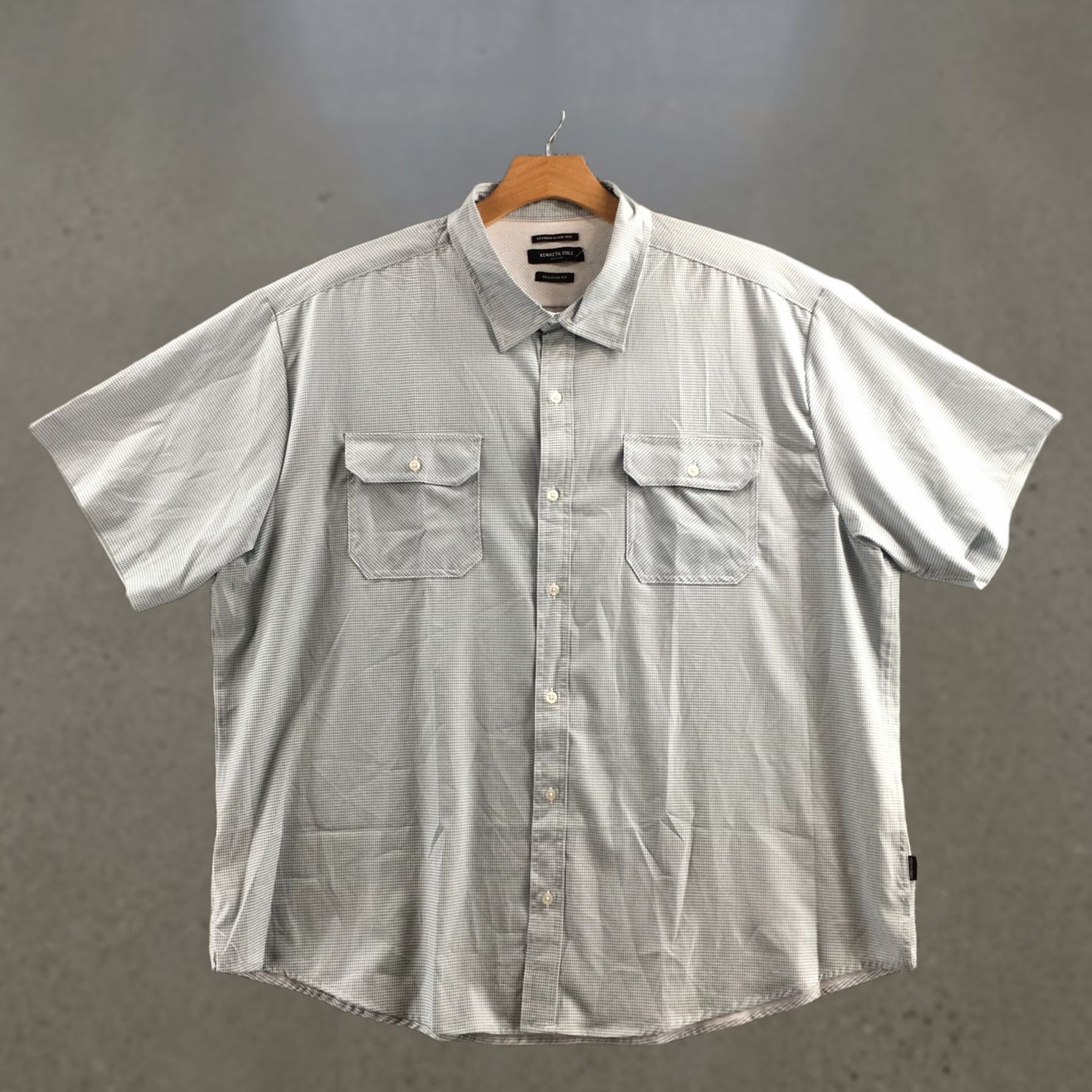 Kenneth Cole Kenneth Cole Regular Fit Button Up Shirt Mens 4X Blue Short Sleeve Collared Shirt Size US XXL / EU 58 / 5 - 1 Thumbnail