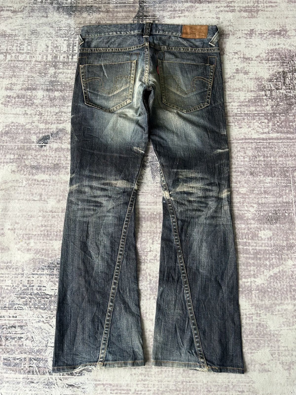 Tornado Mart Flared “ Tornado Mart “ Distressed Mudwash Jeans Size US 34 / EU 50 - 2 Thumbnail