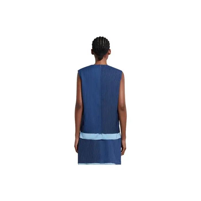Marni oc11z0525 Pinstripe Wool Sleeveless Top in Blue Size M / US 6-8 / IT 42-44 - 3 Thumbnail