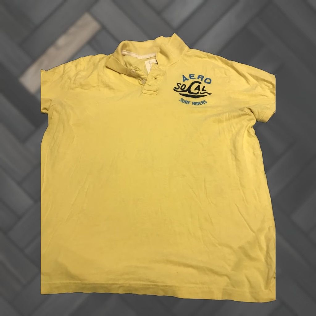 Vintage Aéropostale Polo Shirt Mens 2XL Yellow Short Sleeve Golf Aero So Cal SurfRiders Polo Casual Mens 2XL Yellow Size US XXL / EU 58 / 5 - 1 Thumbnail