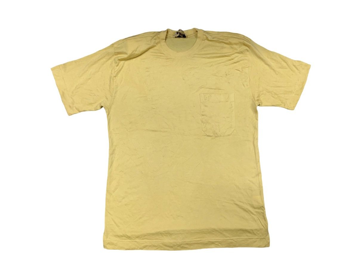 image of 90's Hermes Single Pocket Tees in Yellow, Men's (Size Medium)