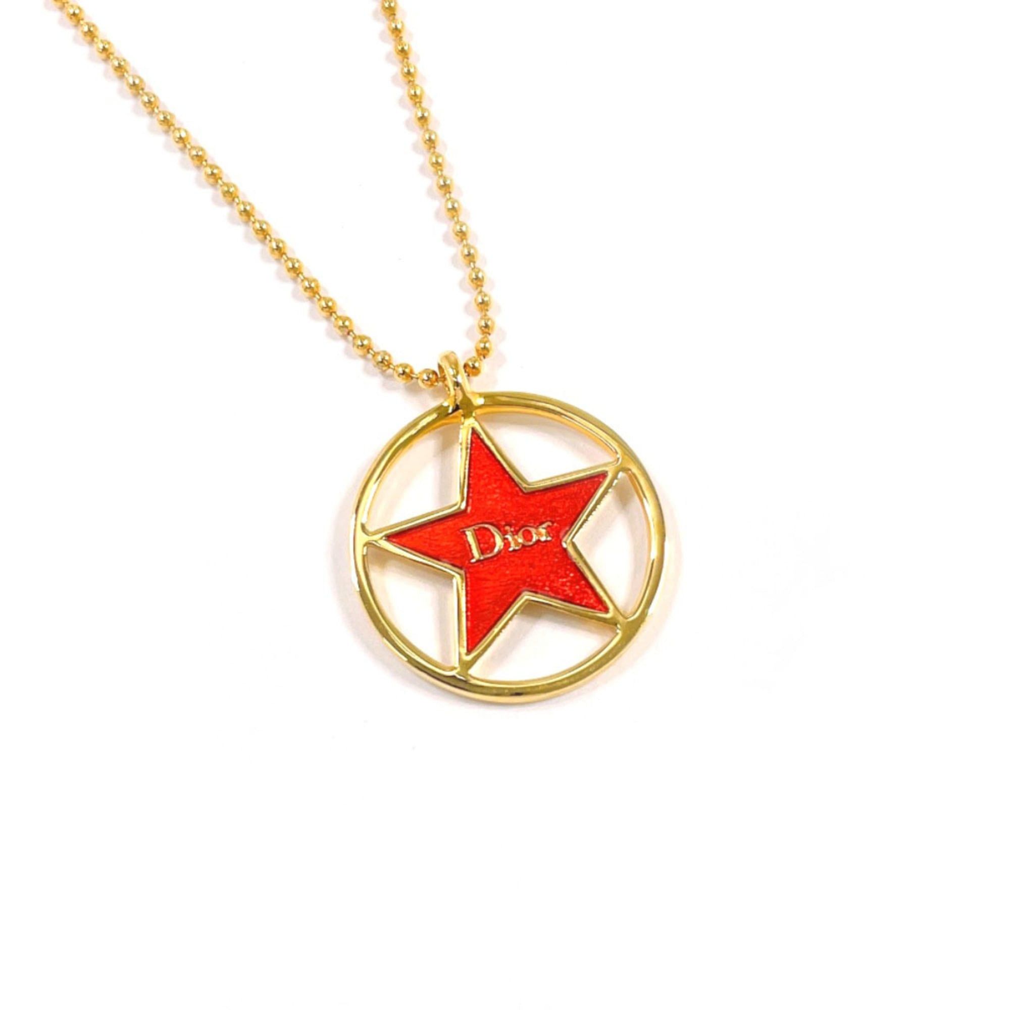 Dior Christian Dior Circle Star Logo Necklace, Metal, Gold, Women's Size ONE SIZE - 1 Thumbnail