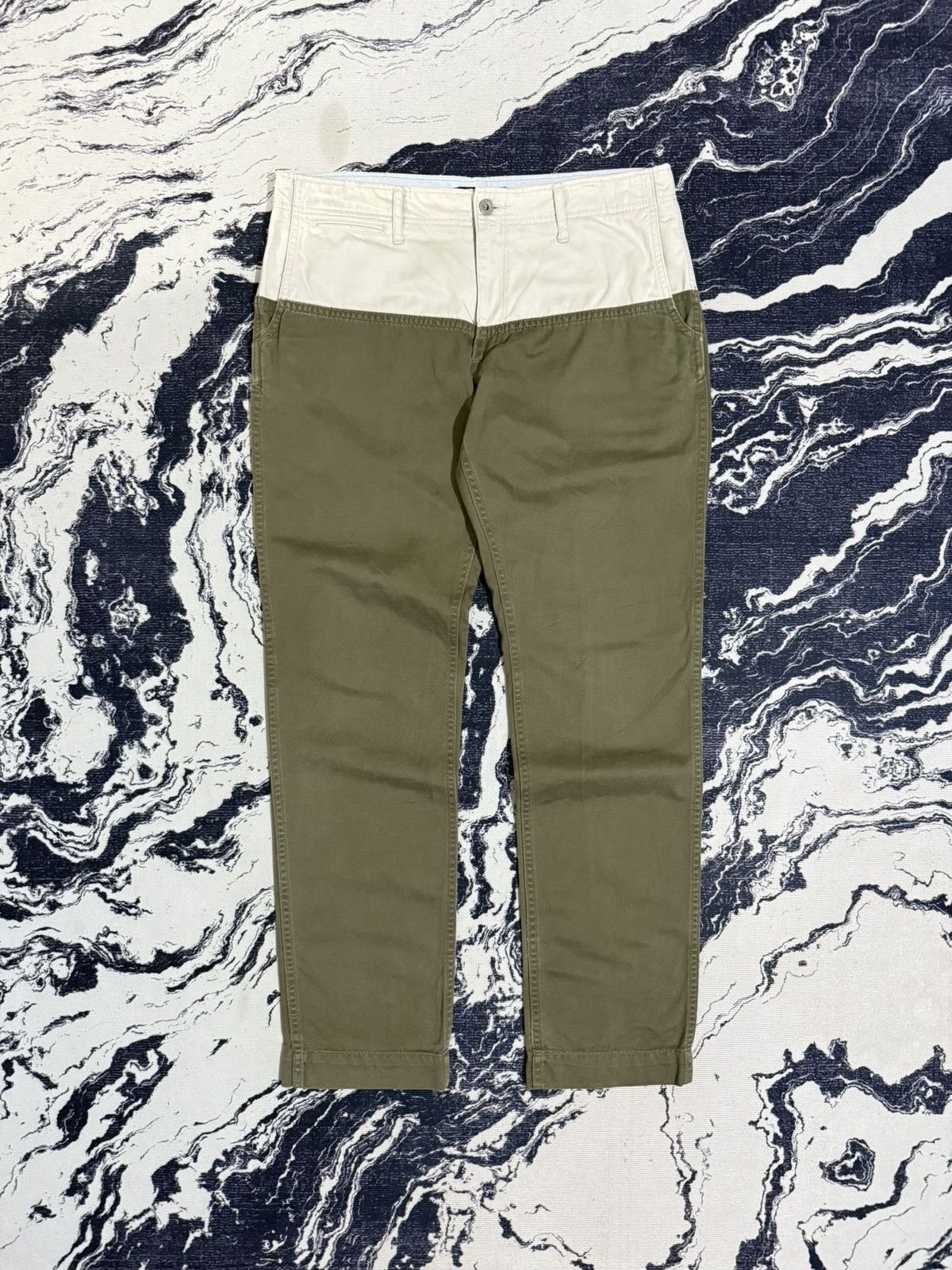 Japanese Brand Hanalei japan 2tone longpants white olive green Size US 30 / EU 46 - 1 Thumbnail