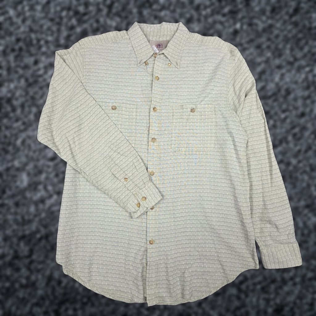 The Territory Ahead Territory Ahead Shirt Men's Large Green White Woven Textured Cotton Button-Up Short Sleeve Plaid Size US L / EU 52-54 / 3 - 1 Thumbnail