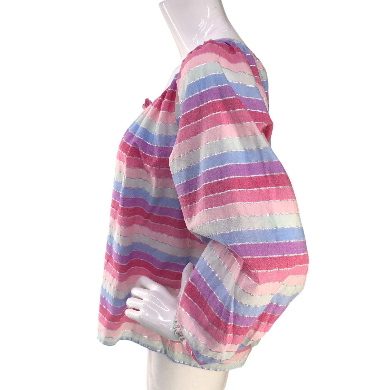 J.Crew J Crew Size S Top Peasant Metallic Pastel Stripe Oversized Size S / US 4 / IT 40 - 5 Thumbnail