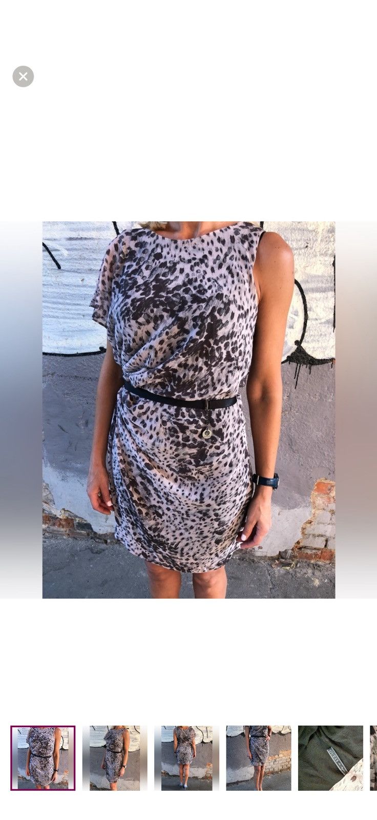 Guess Guess One-Shoulder Animal Print Dress with Black Belt Size S / US 4 / IT 40 - 1 Thumbnail