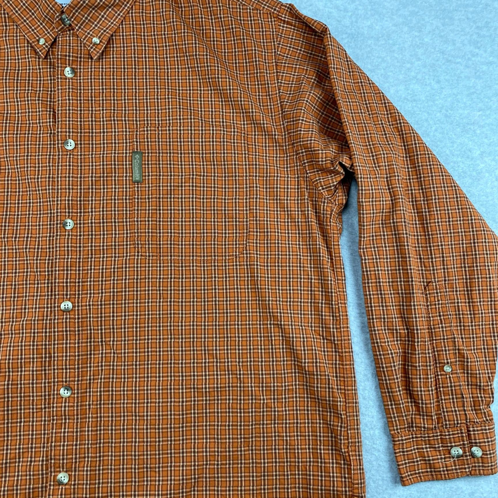 Vintage Columbia Button-Down Shirt Mens 2XL Orange Gingham Plaid Long Sleeve Pocket Button-Up Casual Modern Size US XXL / EU 58 / 5 - 5 Thumbnail